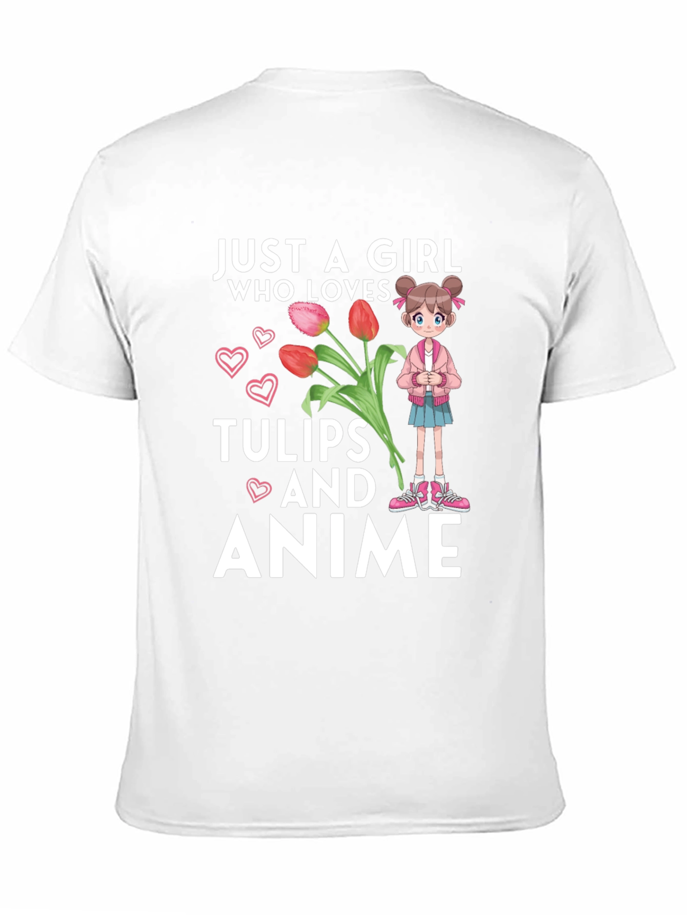 Black Just a Girl Who Loves Tulips and Anime T-Shirt view 11