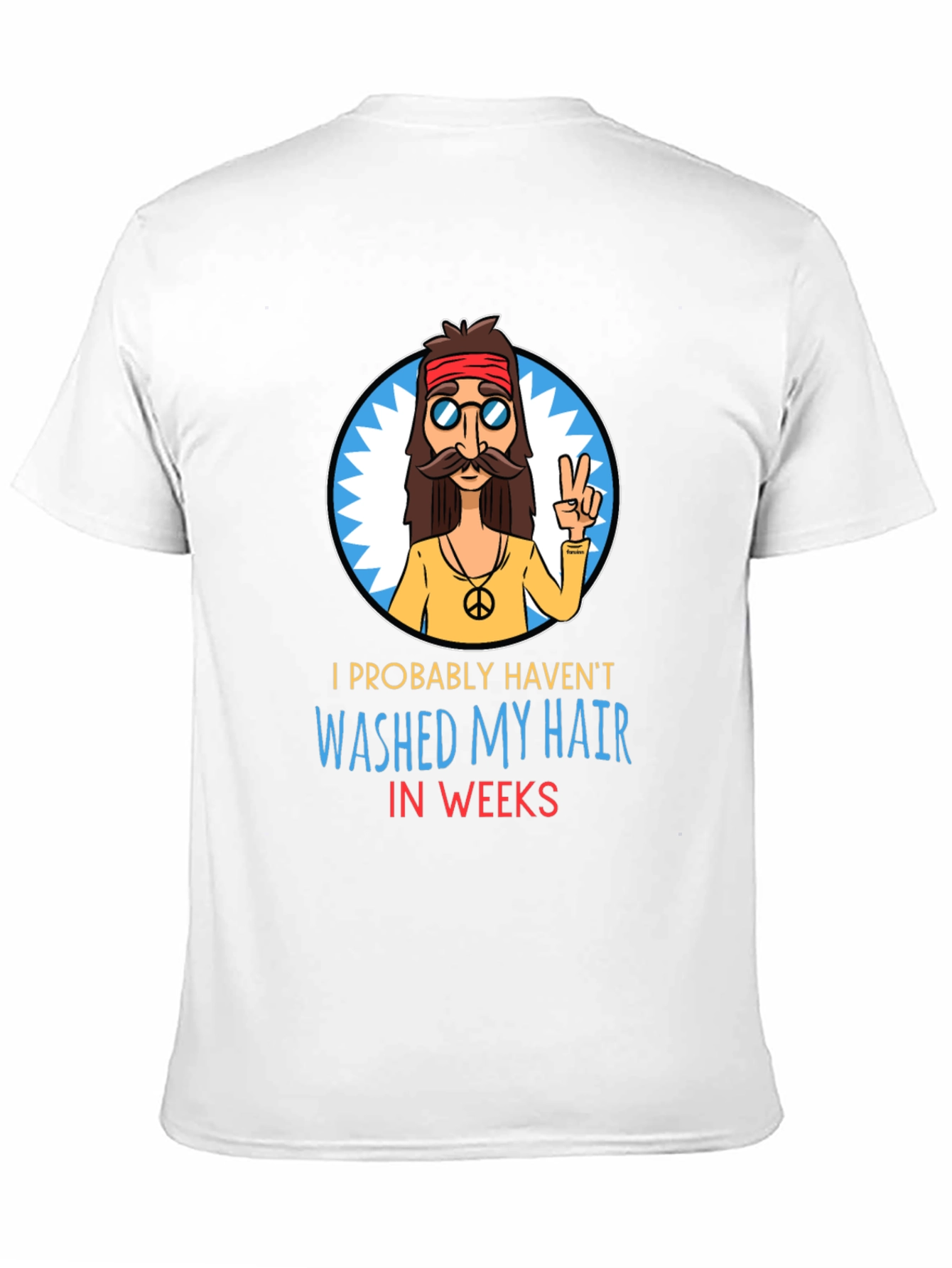 Black Hippie Humor T-Shirt - Unwashed Hair view 11