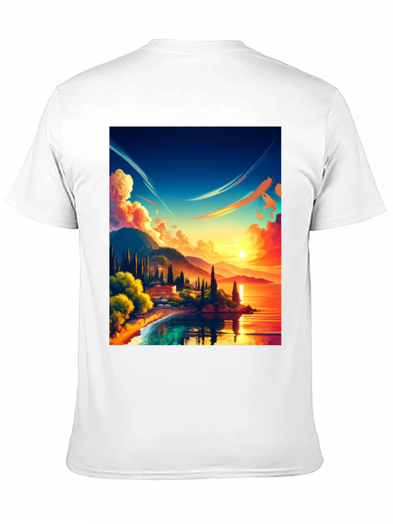 Black Vibrant Sunset Landscape Graphic Tee view 11