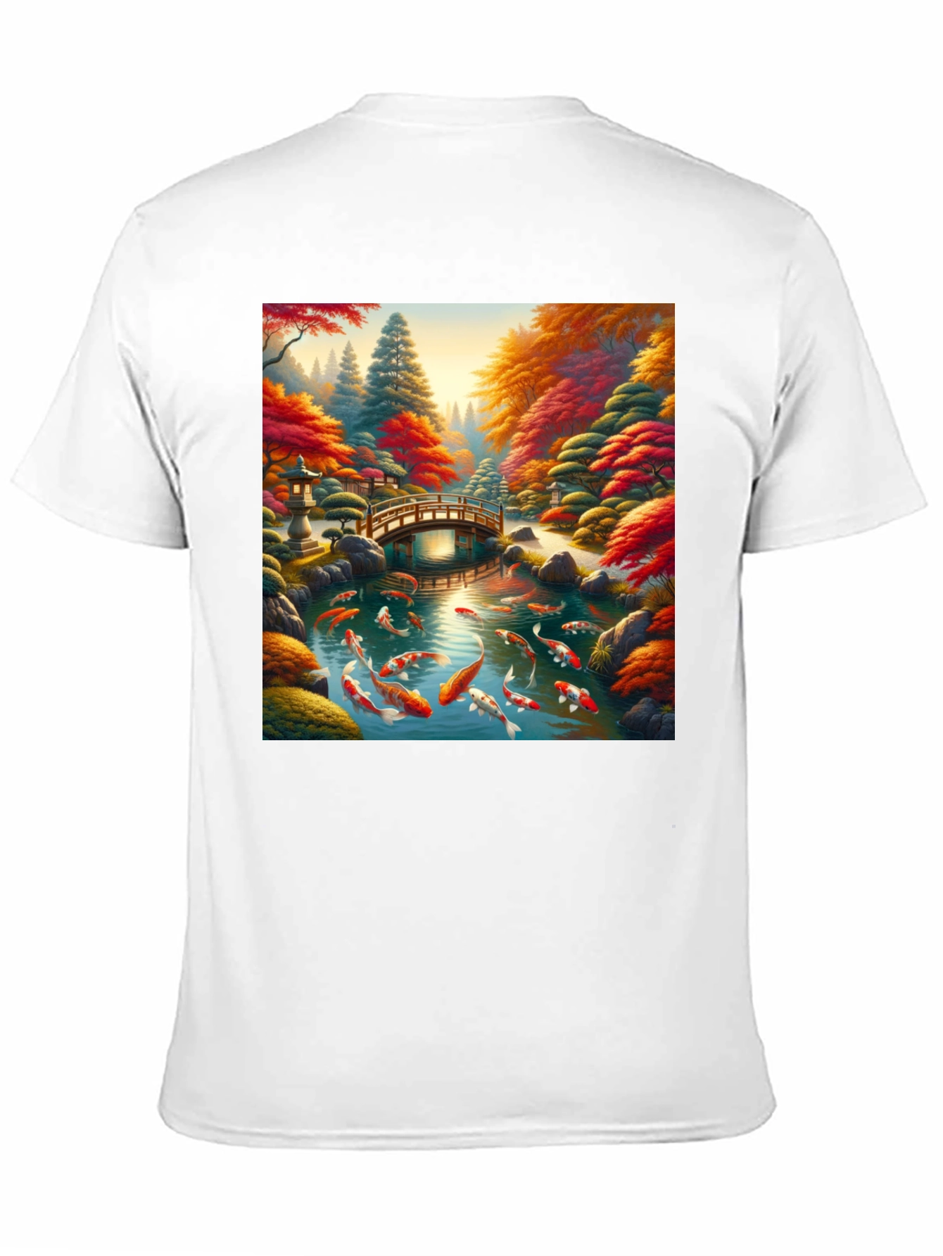 Black Koi Pond Graphic Tee - Artistic Japanese Garden Design view 11