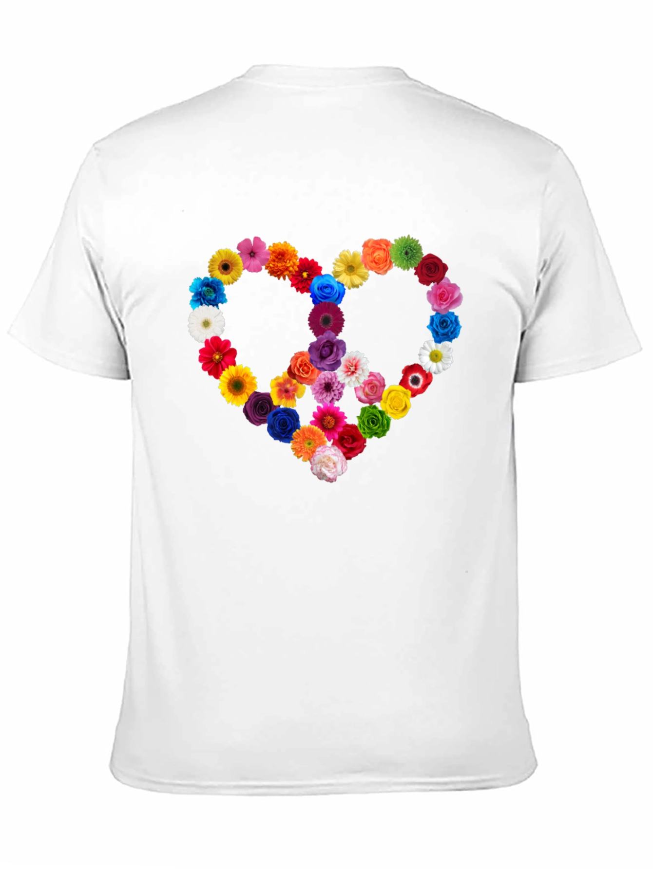 Black Floral Peace Sign Heart Graphic T-Shirt view 11