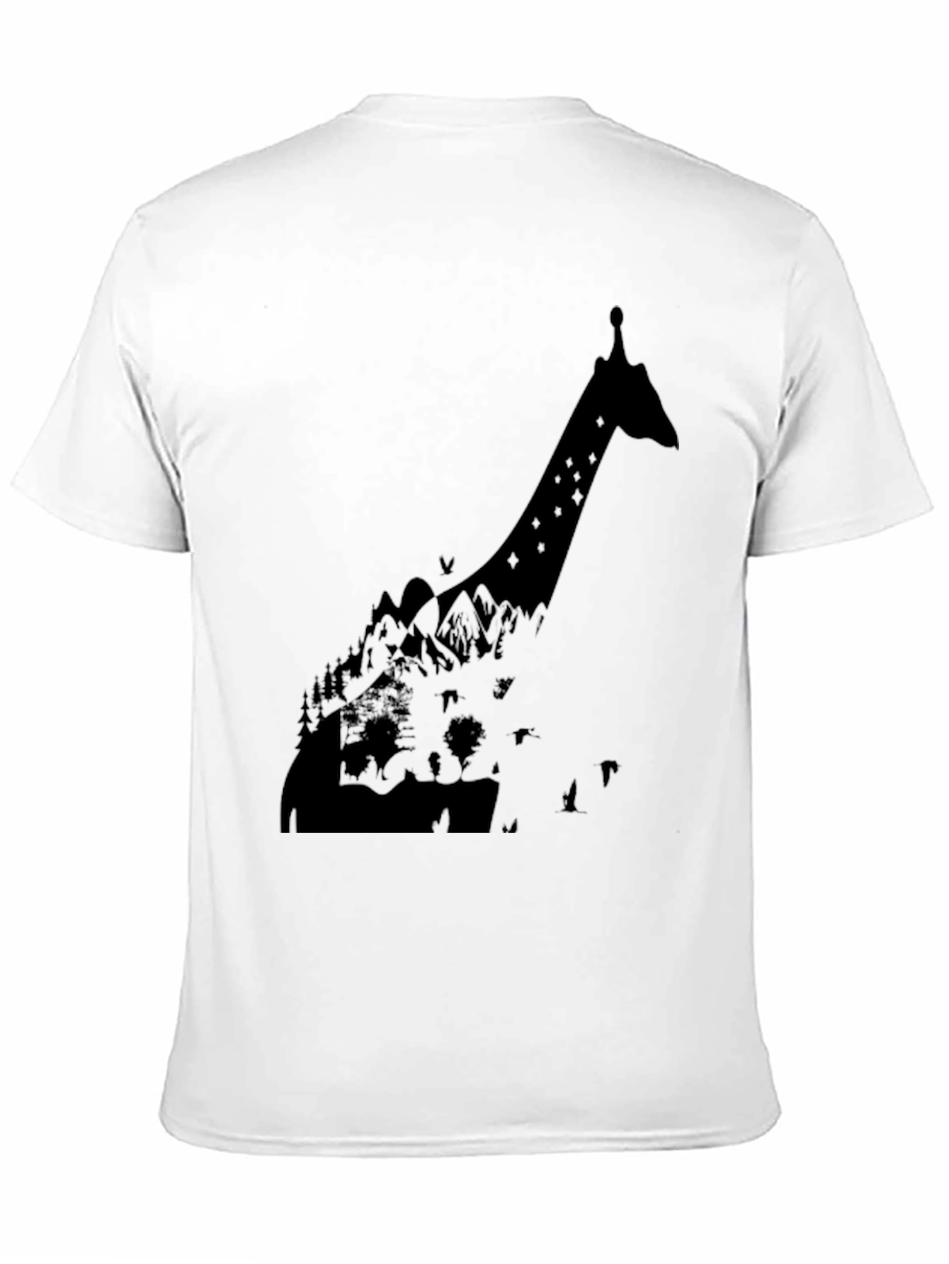 Black Giraffe Silhouette Graphic T-Shirt - Black view 11