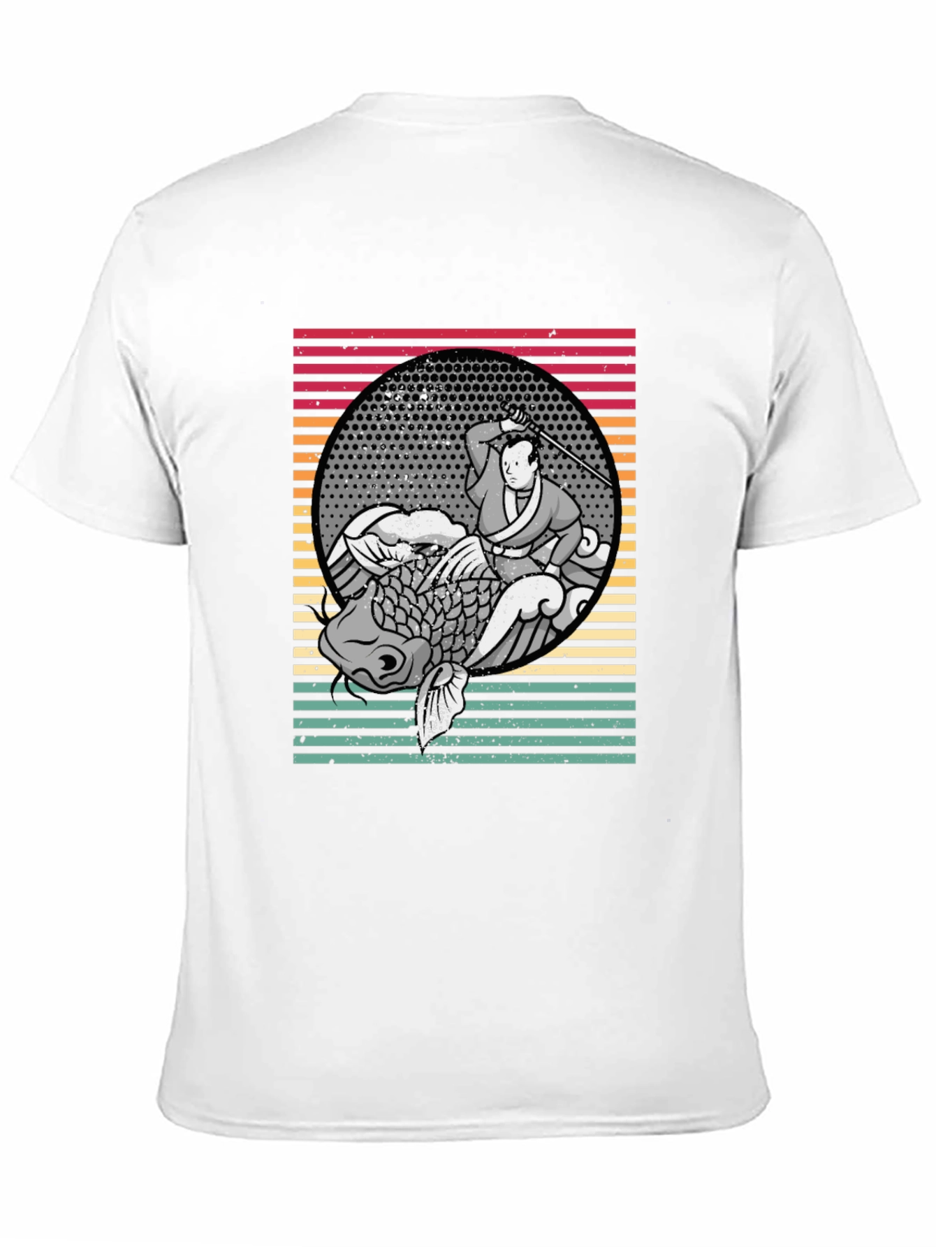 Black Samurai Koi Fish Graphic Tee view 11