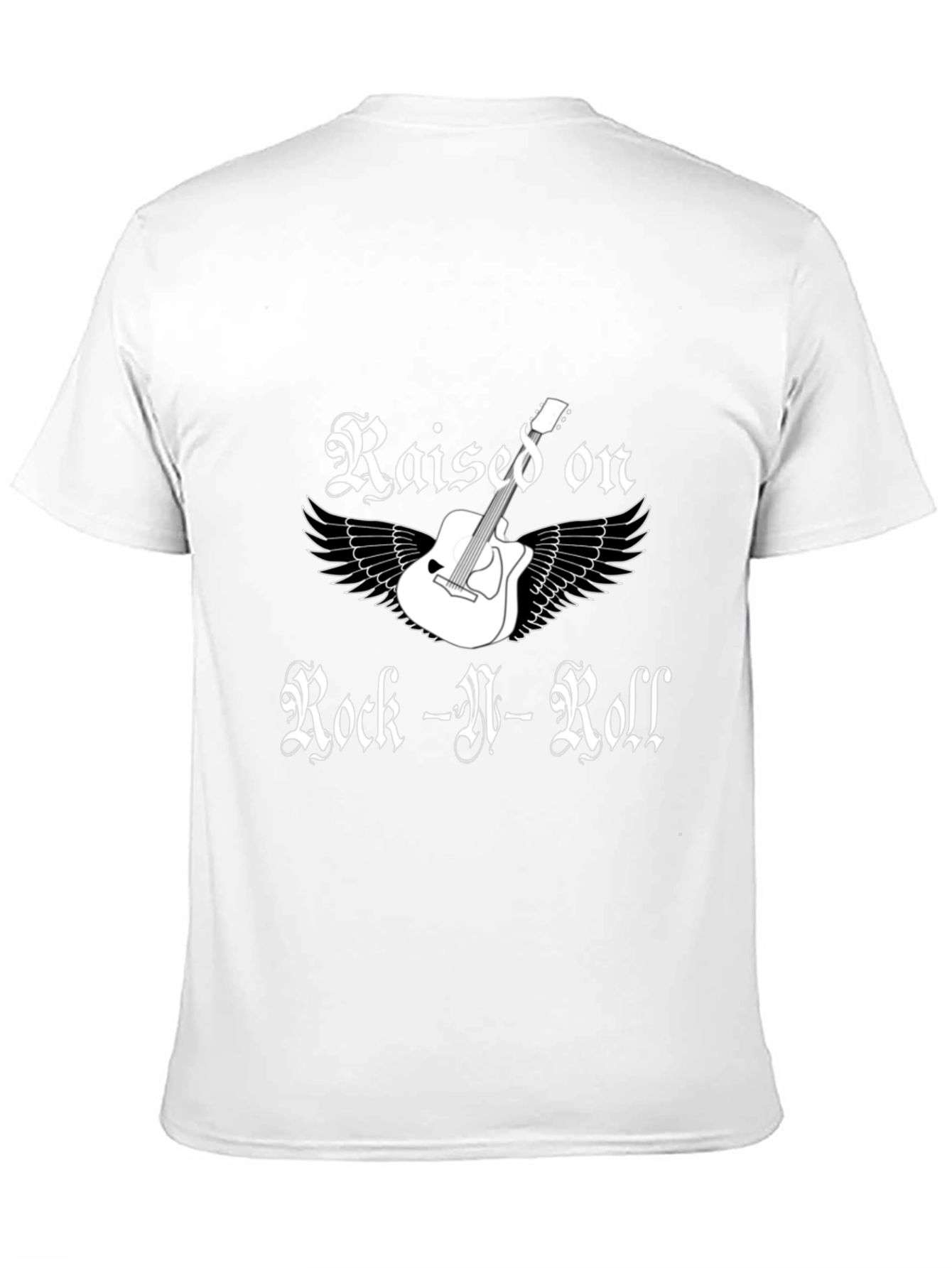 Black Rock-N-Roll T-Shirt - Guitar and Wings Design view 11