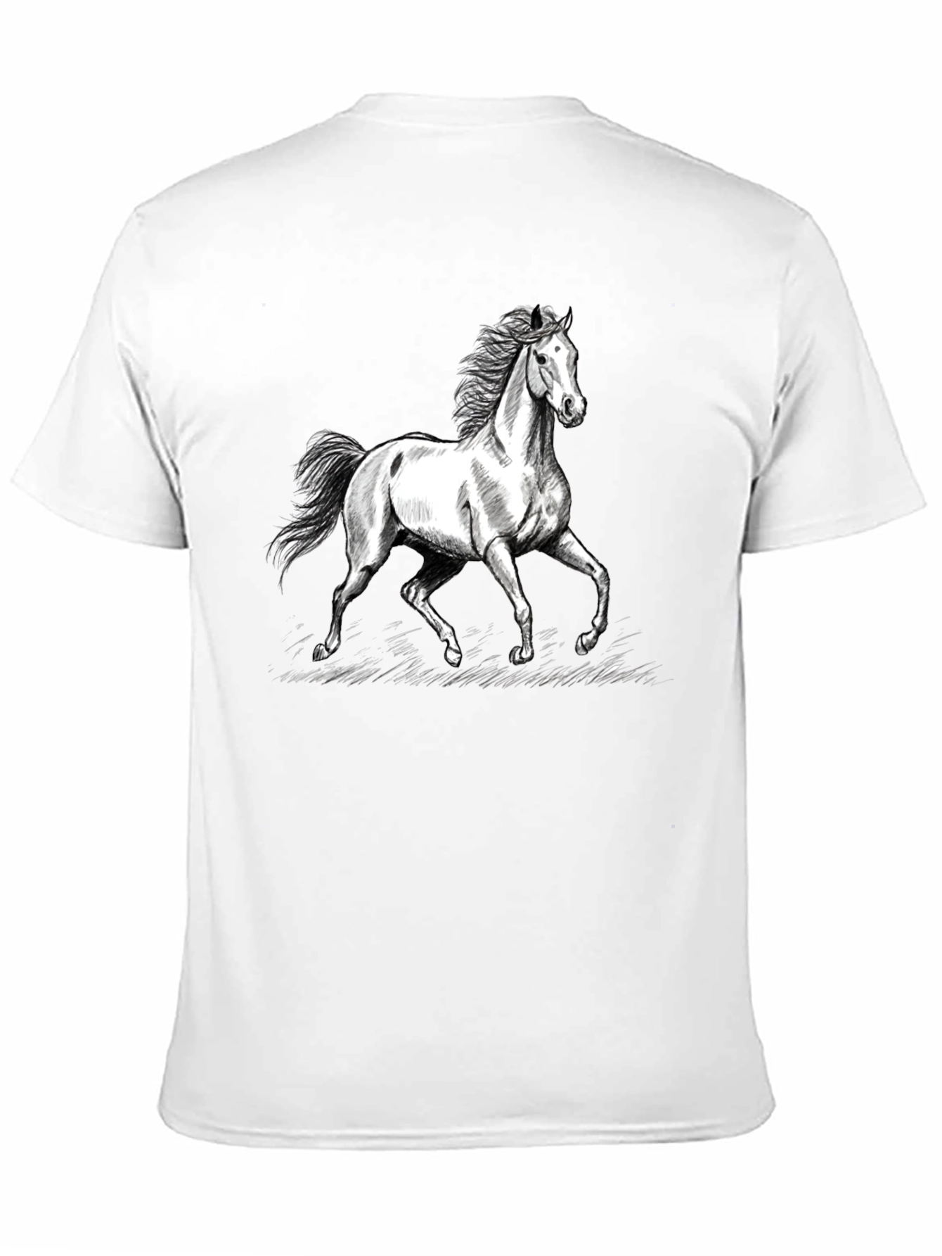 Black Horse Graphic Tee - Black Cotton Casual T-Shirt view 11