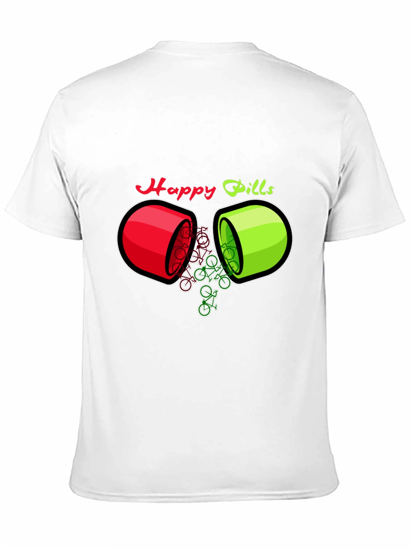 Black Happy Pills Bicycle T-Shirt - Quirky Graphic Tee view 11