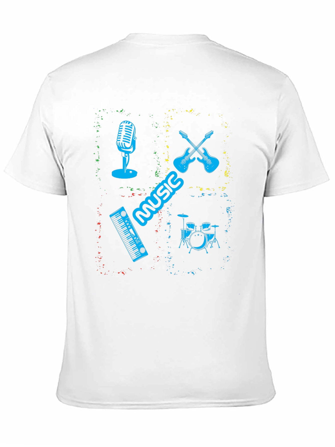 Black Music Instrument Graphic Print Men's Black T-Shirt view 11