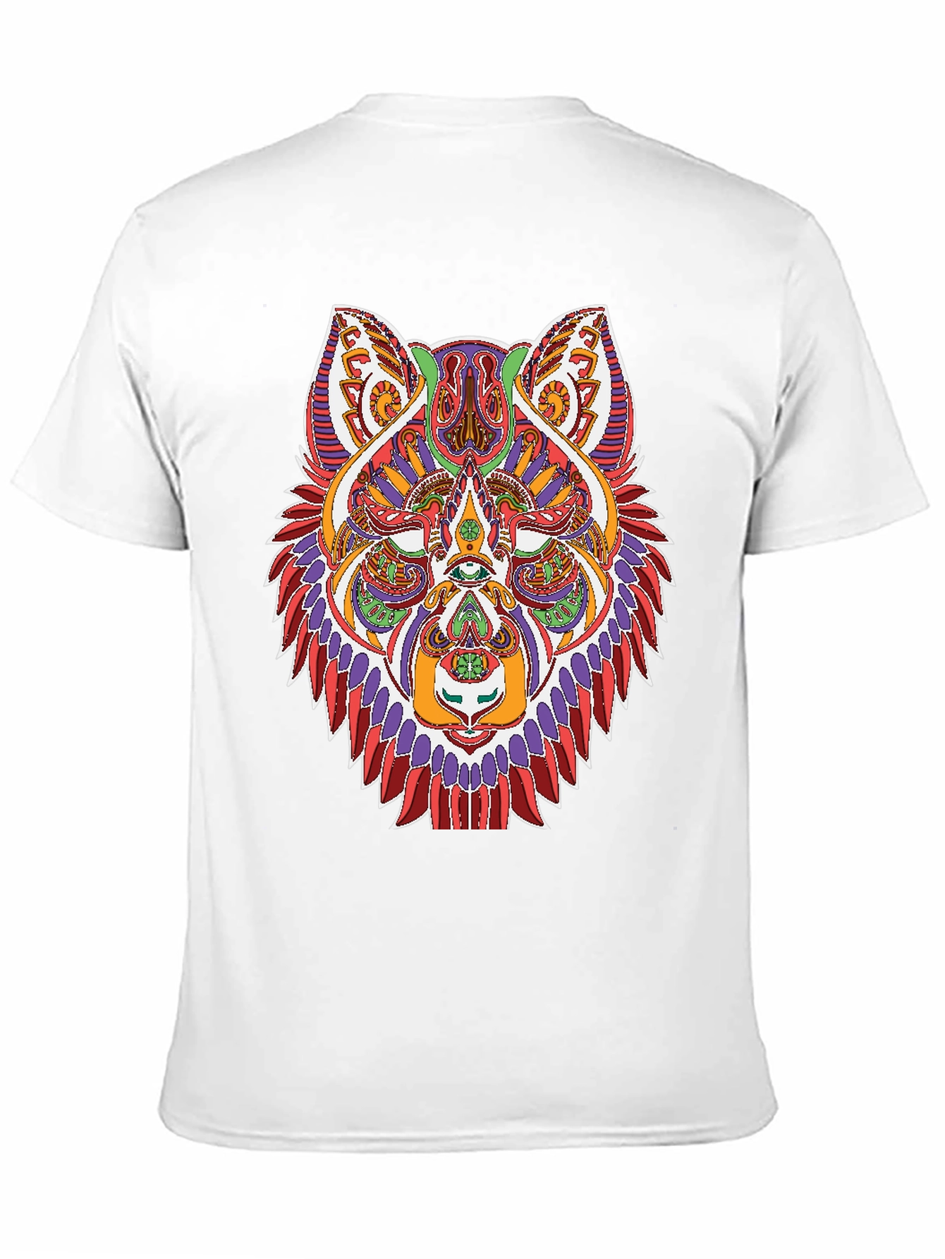 Black Psychedelic Wolf Graphic Tee - Black Unisex Shirt view 11