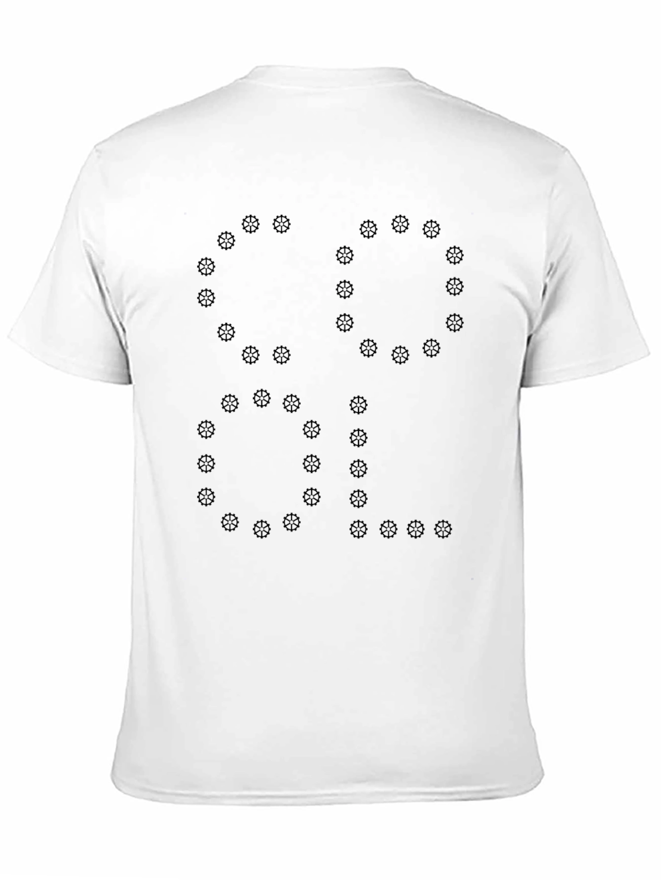 Black Men's Black Tee - Gear Wheel Graphic Design view 11
