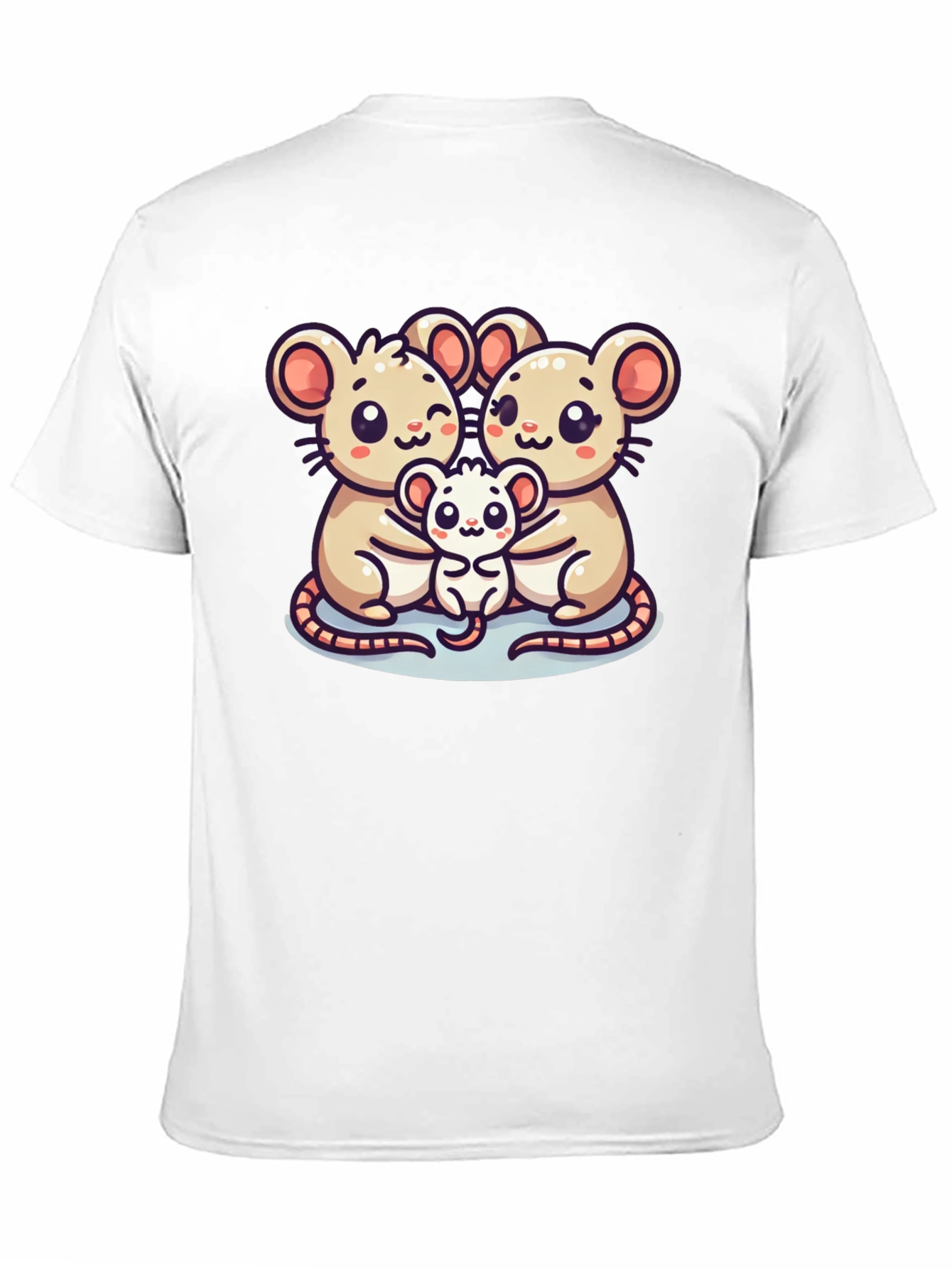 Black Cute Mouse Family Graphic Black T-Shirt view 11