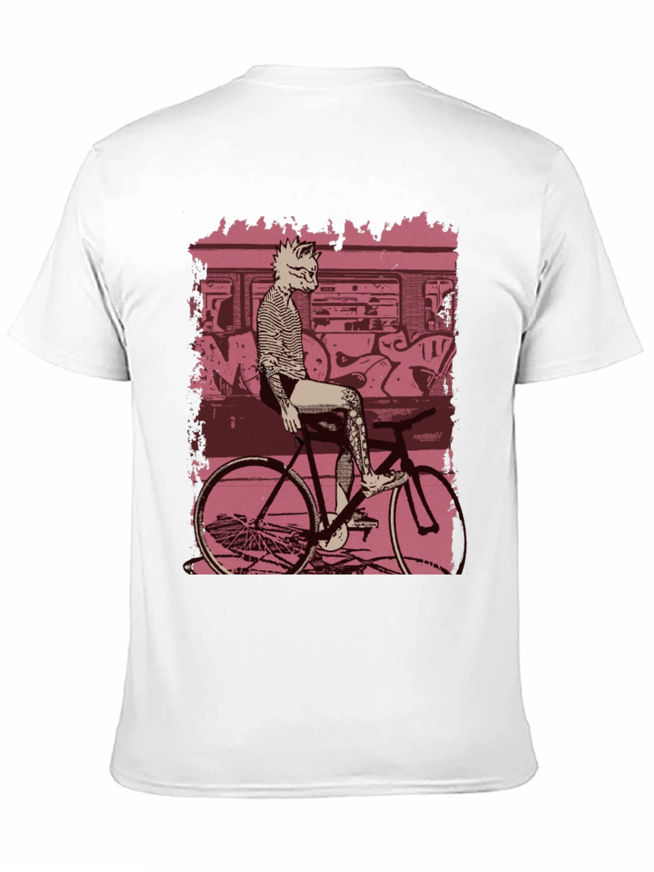 Black Urban Cat Biker T-Shirt - Street Style Tee view 11