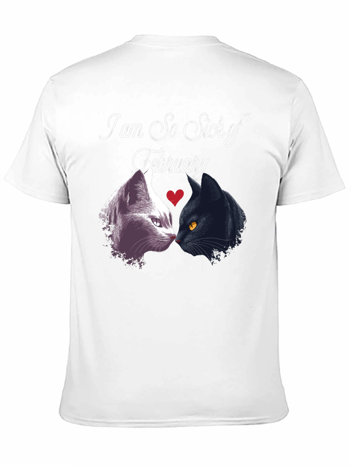 Black Sick of February Cats T-Shirt view 11