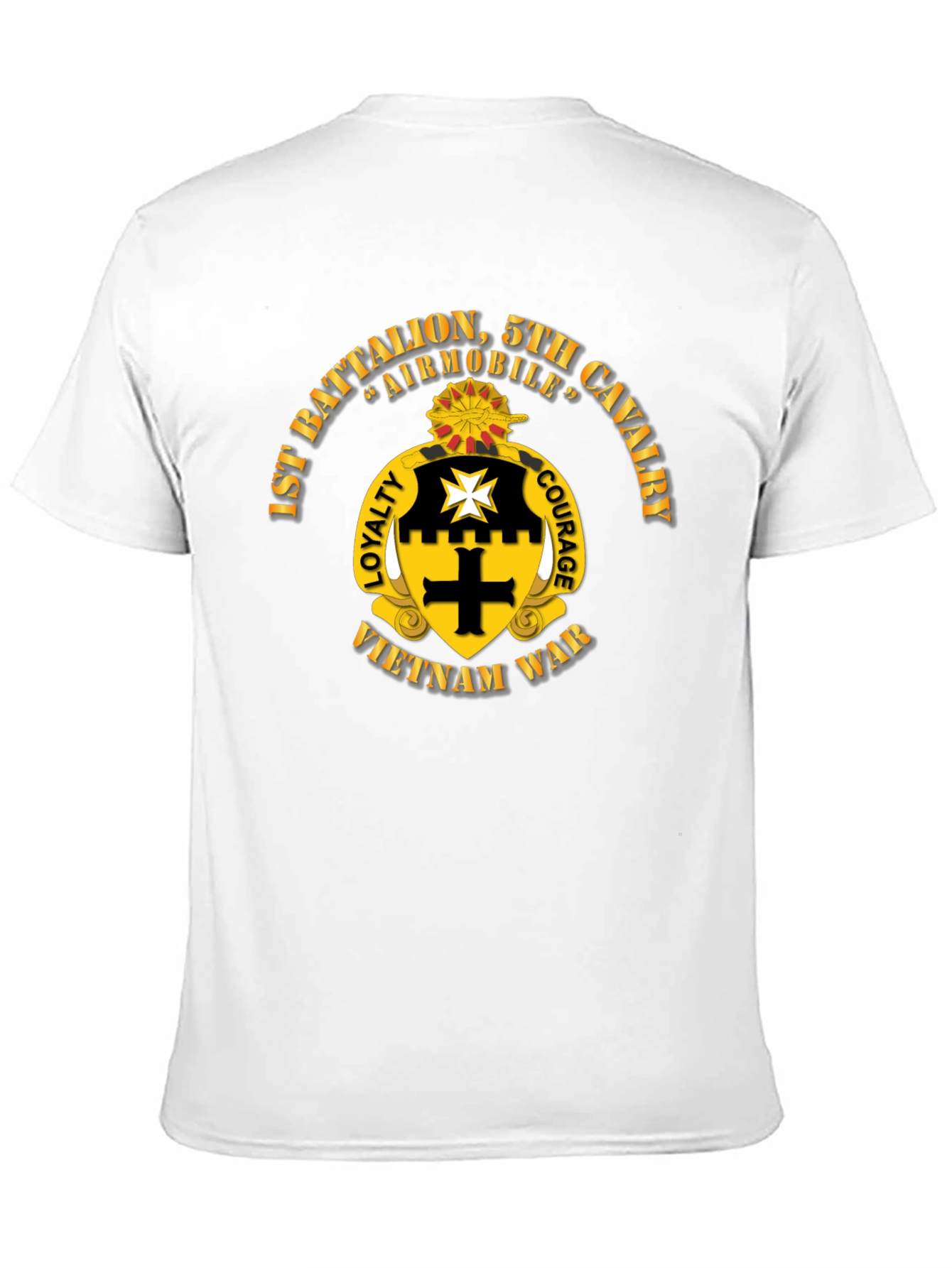 Black 1st Battalion, 5th Cavalry Vietnam War Black T-Shirt view 11