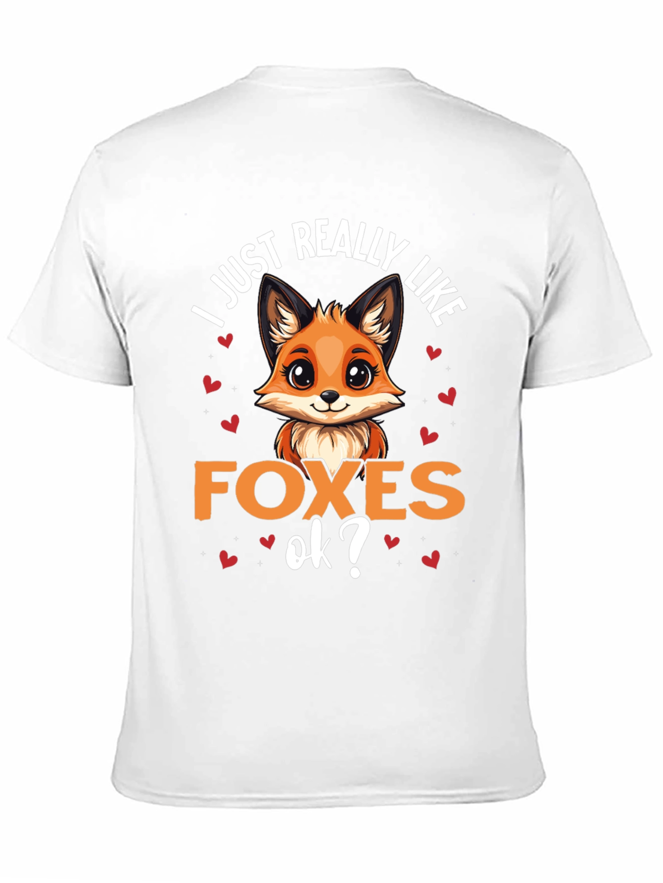 Black Cute Fox Lover T-Shirt - "I Just Really Like Foxes, Ok?" view 11