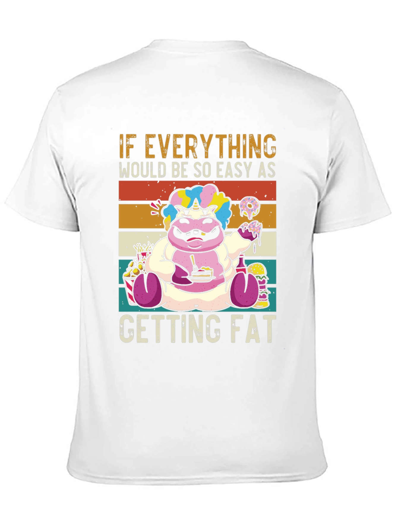 Black Funny Unicorn Hippo Easy Getting Fat Graphic T-Shirt view 11