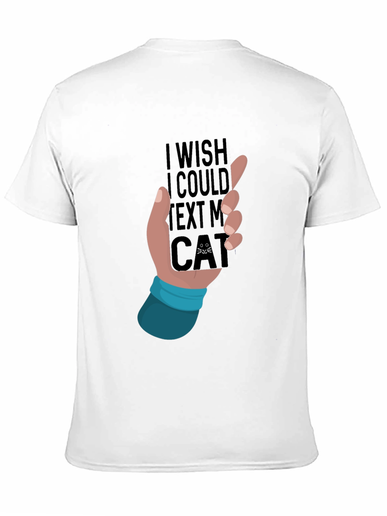 Black I Wish I Could Text My Cat T-Shirt view 11