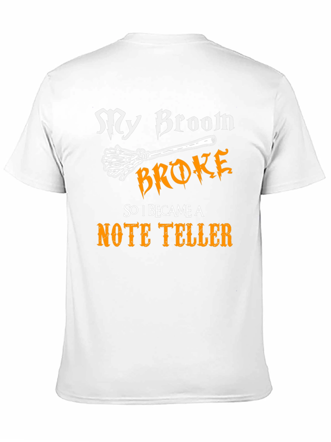 Black My Broom Broke, Now Note Teller Black Cotton Tee view 11