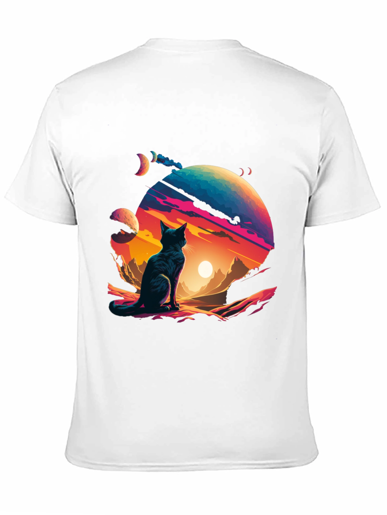 Black Cosmic Cat T-Shirt - Stylish Galaxy Design view 11