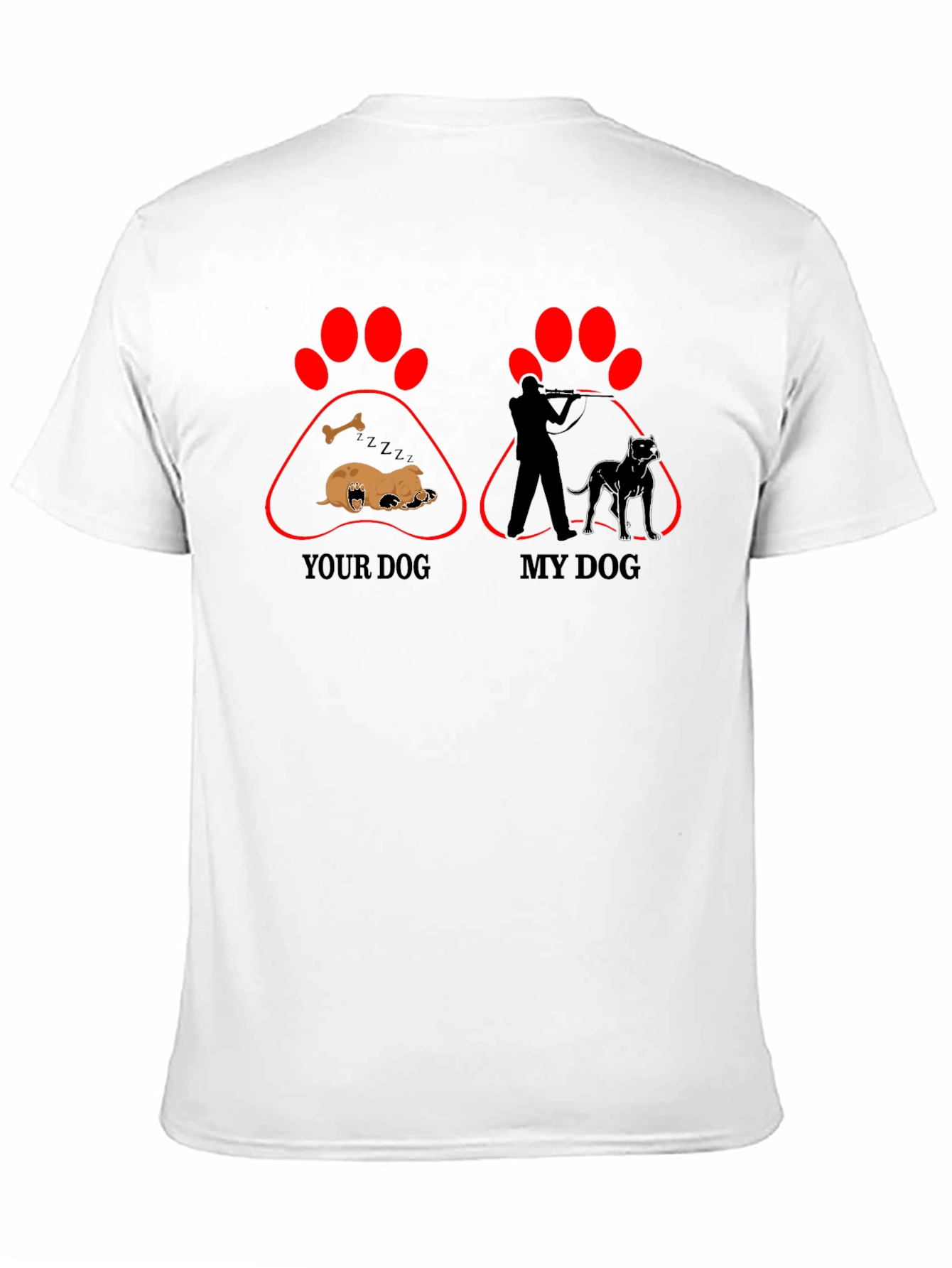 Black Your Dog vs. My Dog Funny Black T-Shirt view 11