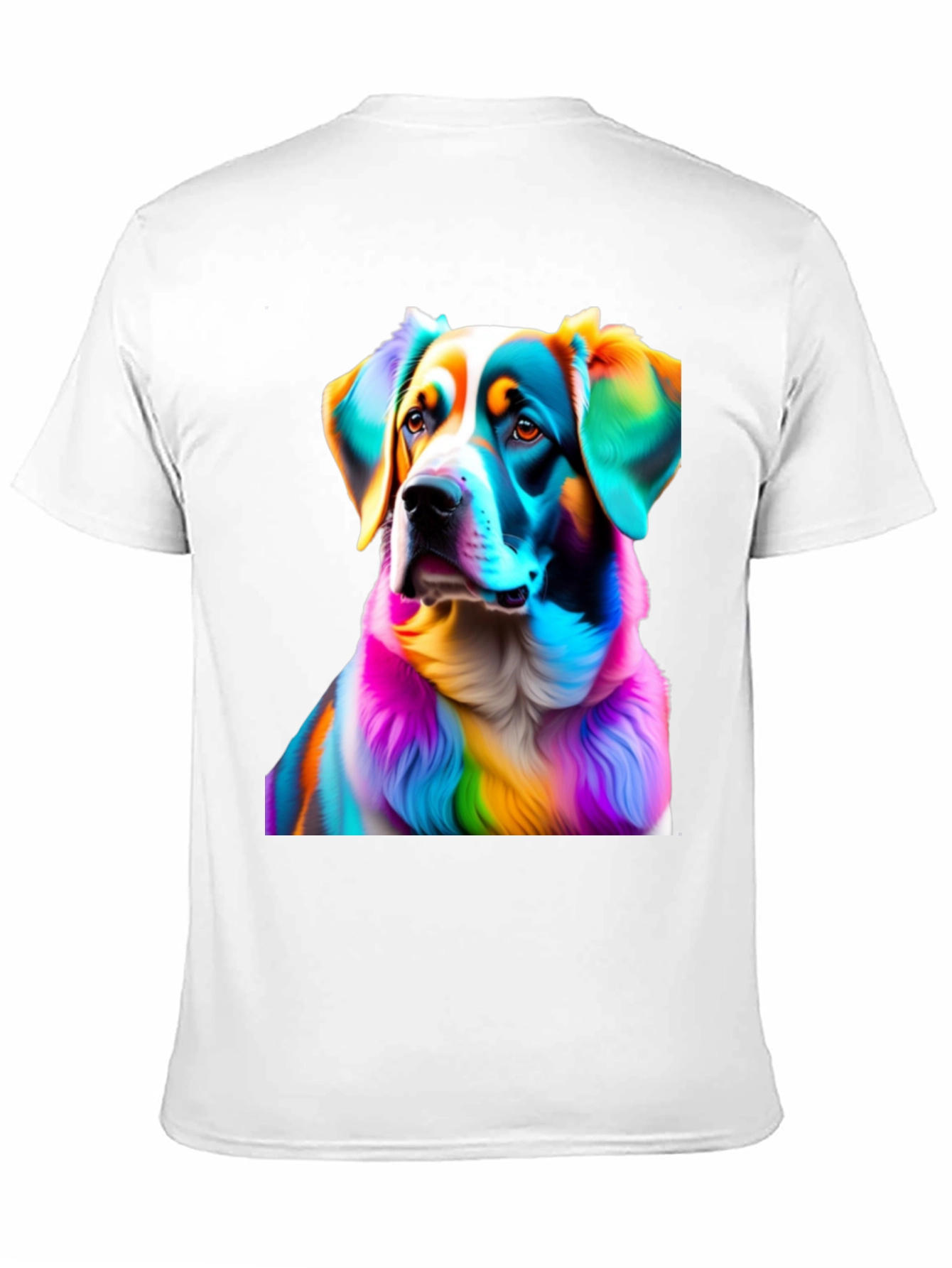 Black Rainbow Dog Portrait Black T-Shirt view 11