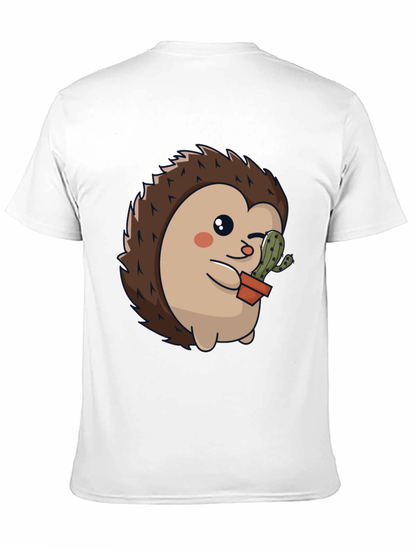 Black Cute Hedgehog with Cactus Graphic Tee view 11