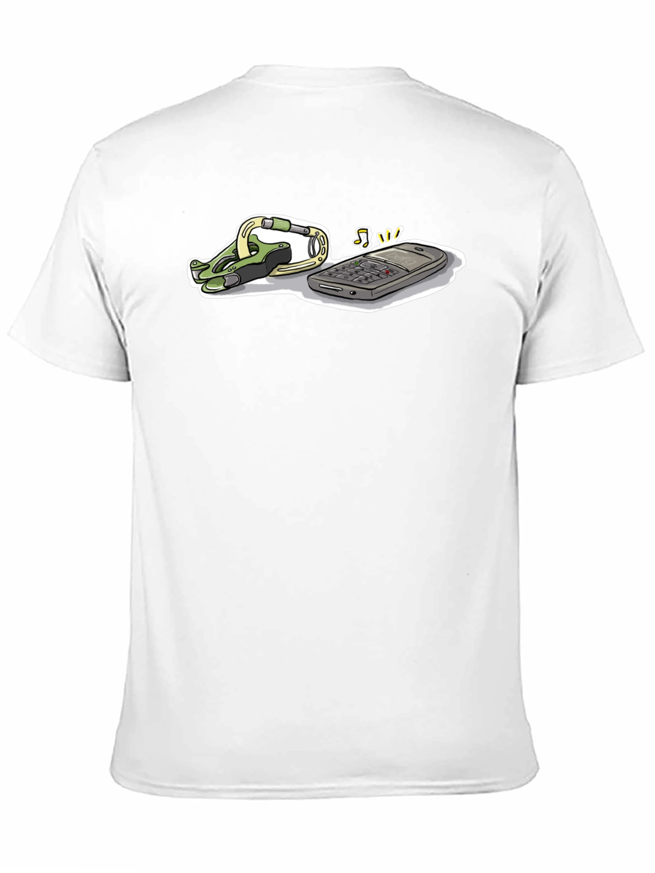 Black Novelty Black T-Shirt with Phone and Carabiner Graphic view 11