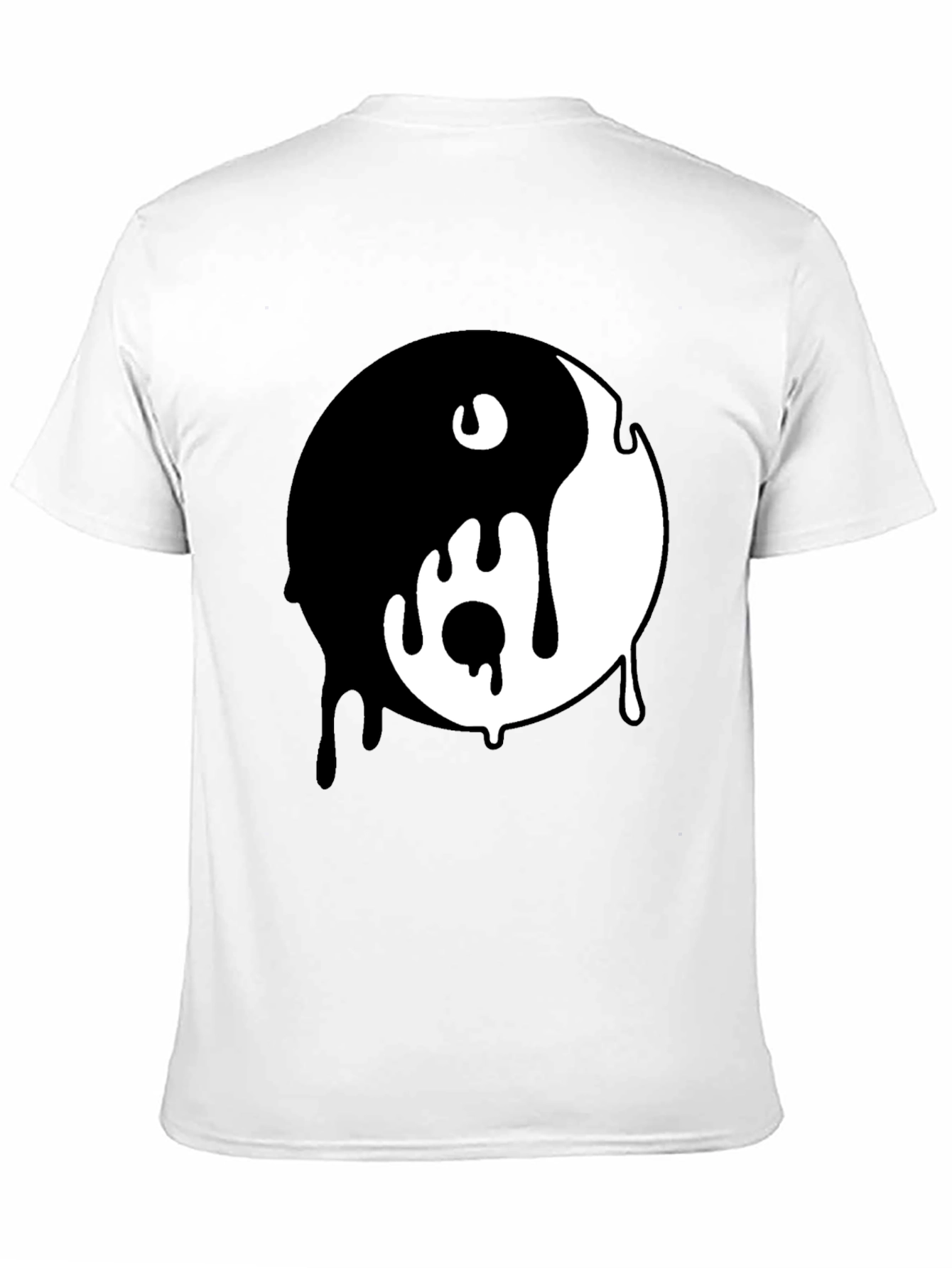 Black Dripping Yin Yang Graphic Tee - Black Cotton Blend view 11
