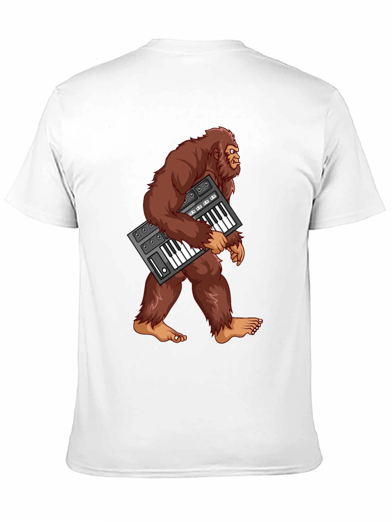 Black Sasquatch Synthesizer T-Shirt - Bigfoot Keyboard Tee view 11