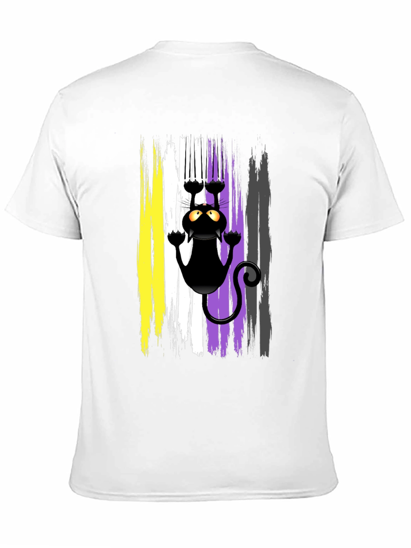 Black Non-Binary Pride Cat T-Shirt view 11