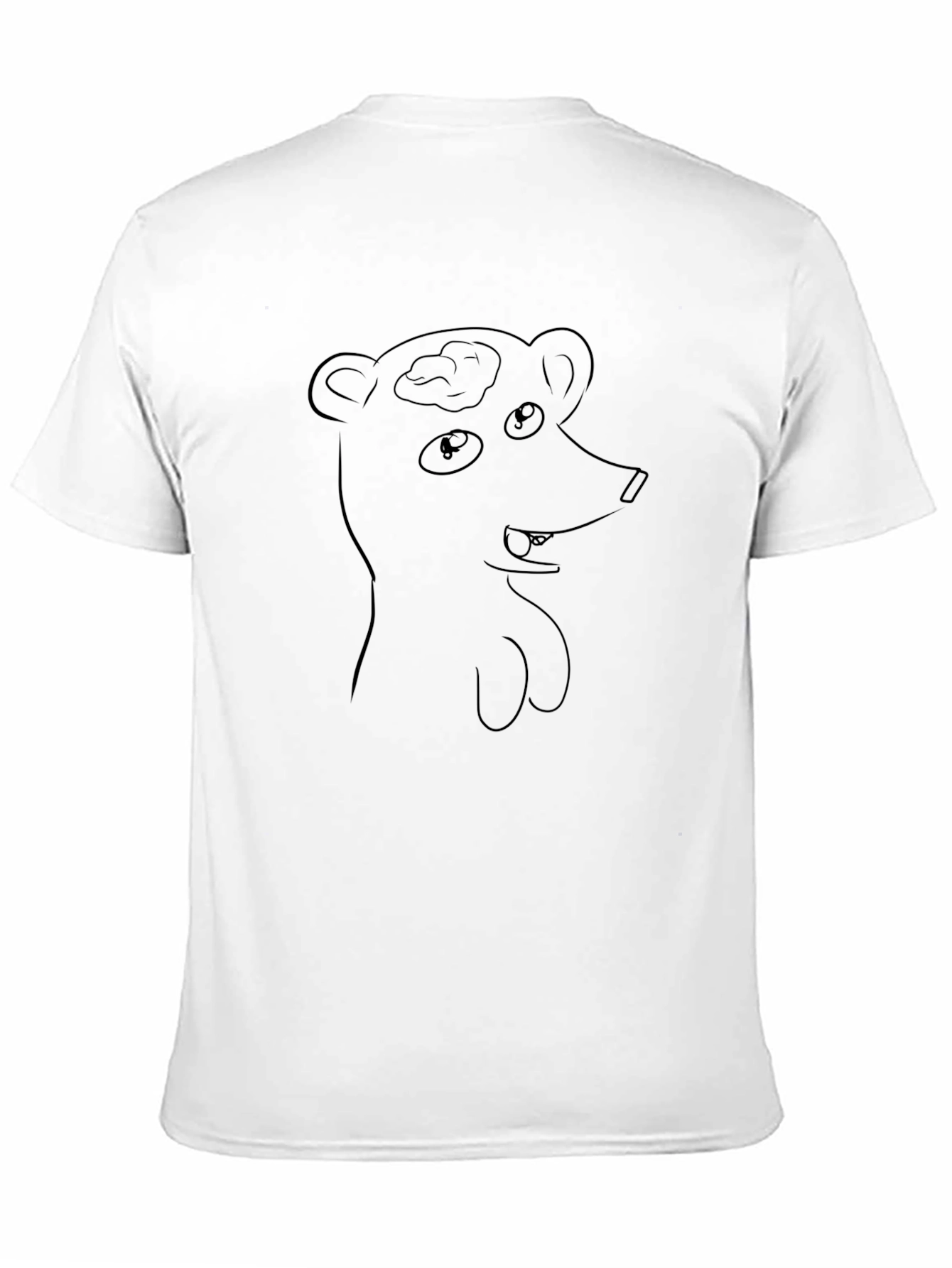 Black Men's Black T-Shirt with Cartoon Bear Design view 11