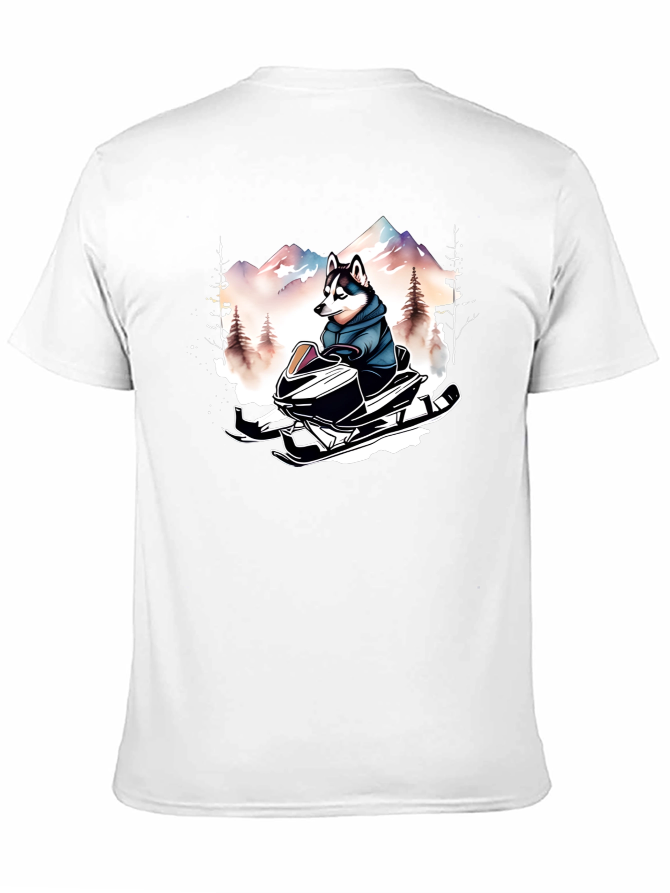 Black Husky on Snowmobile Graphic Tee view 11