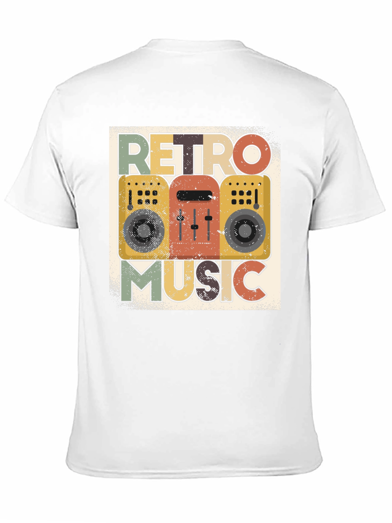 Black Retro Music Graphic Tee - Vintage Boombox T-Shirt view 11