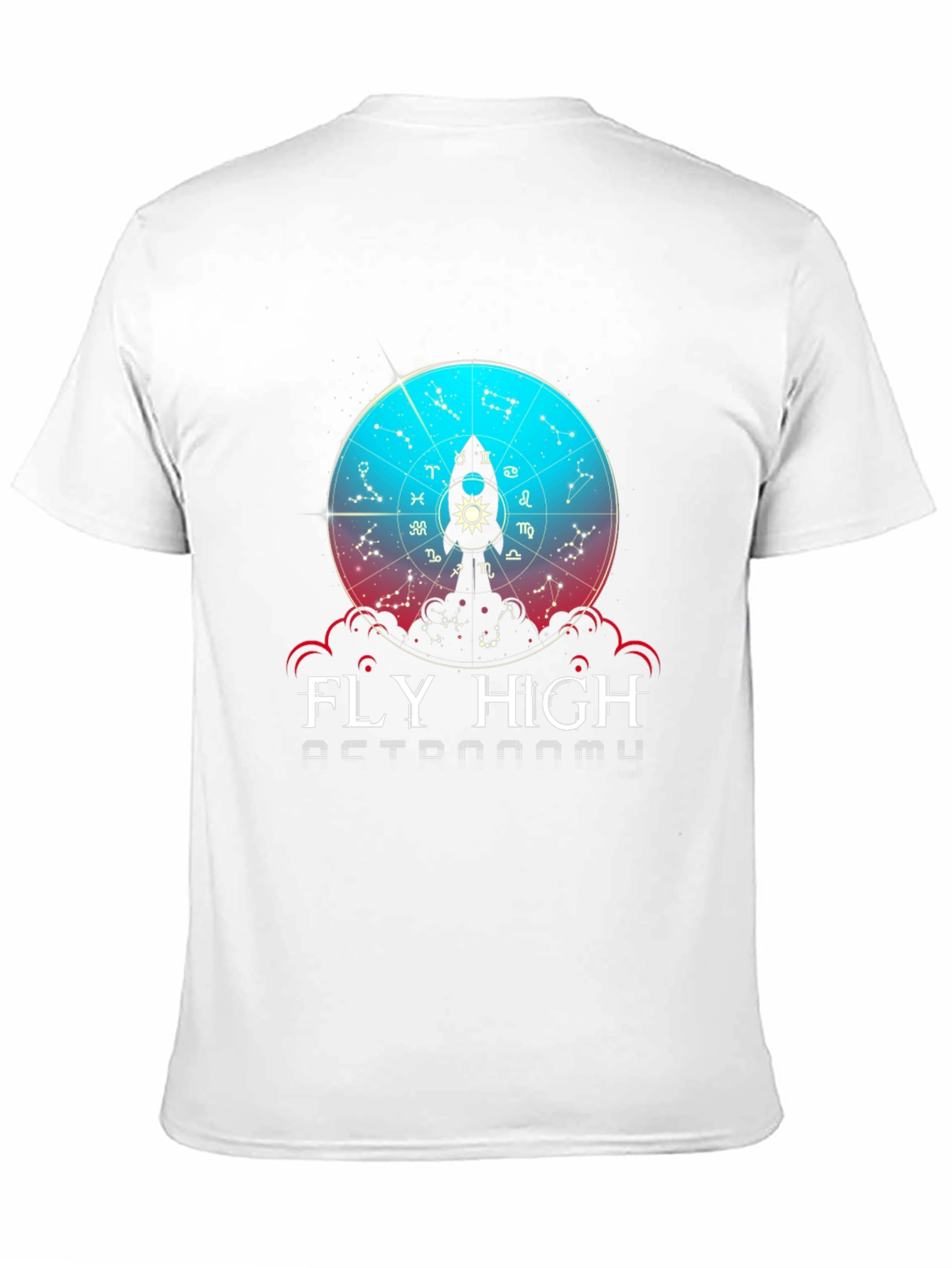 Black Fly High Astronomy T-Shirt - Zodiac Rocket Design view 11
