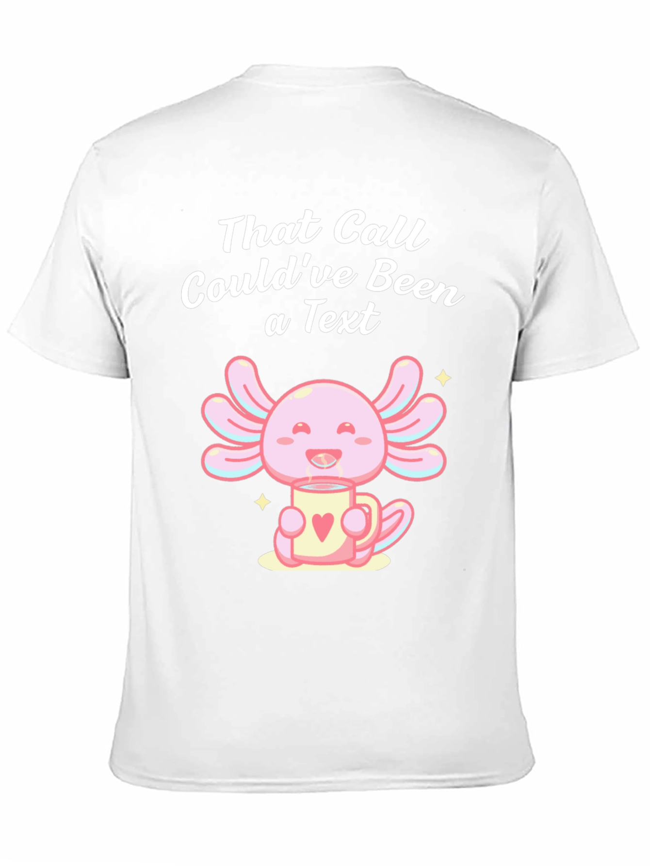 Black Axolotl Texting Humor T-Shirt view 11