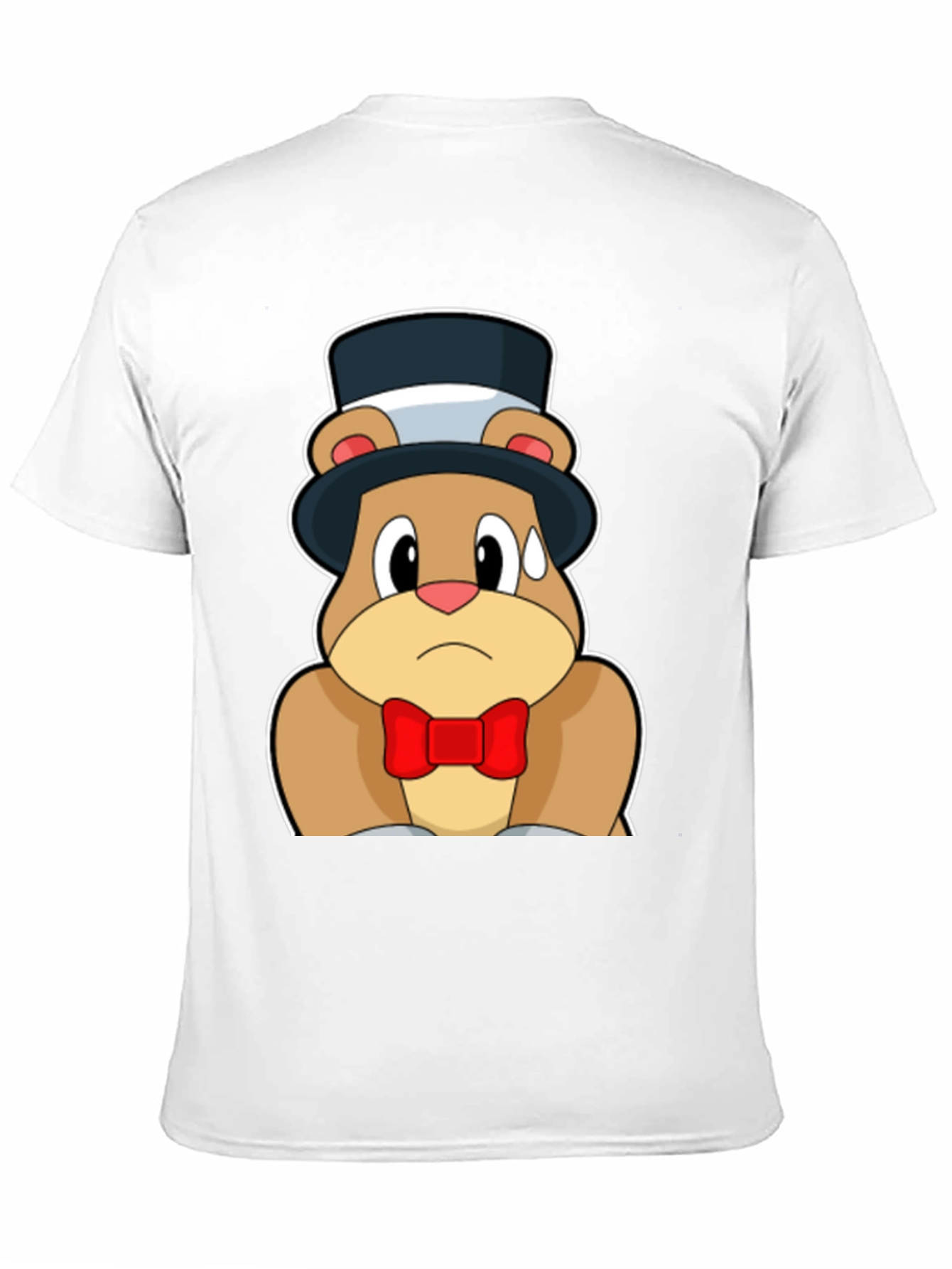 Black Cartoon Bear Top Hat Bowtie Black T-Shirt view 11