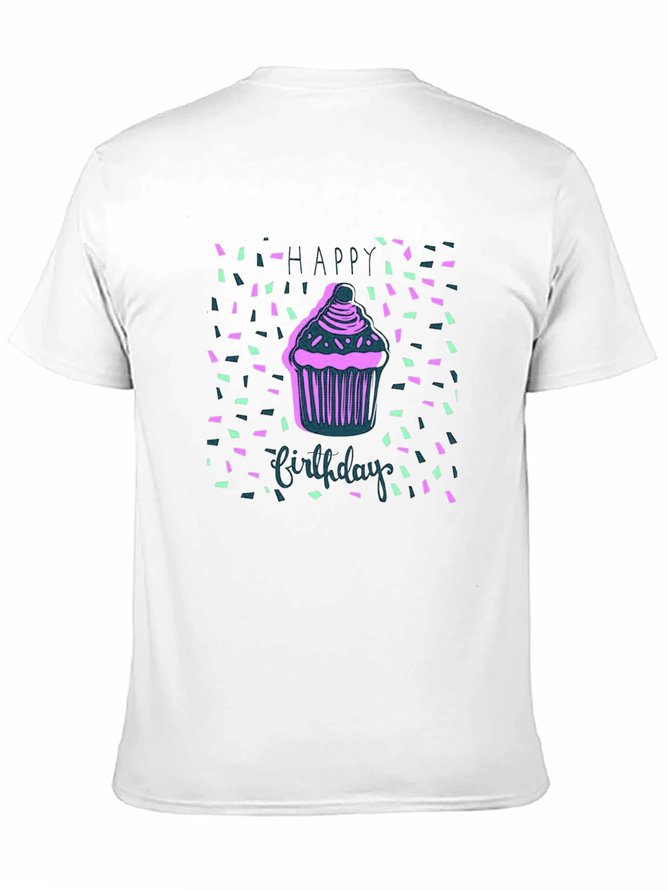 Black Happy Birthday Cupcake T-Shirt view 11
