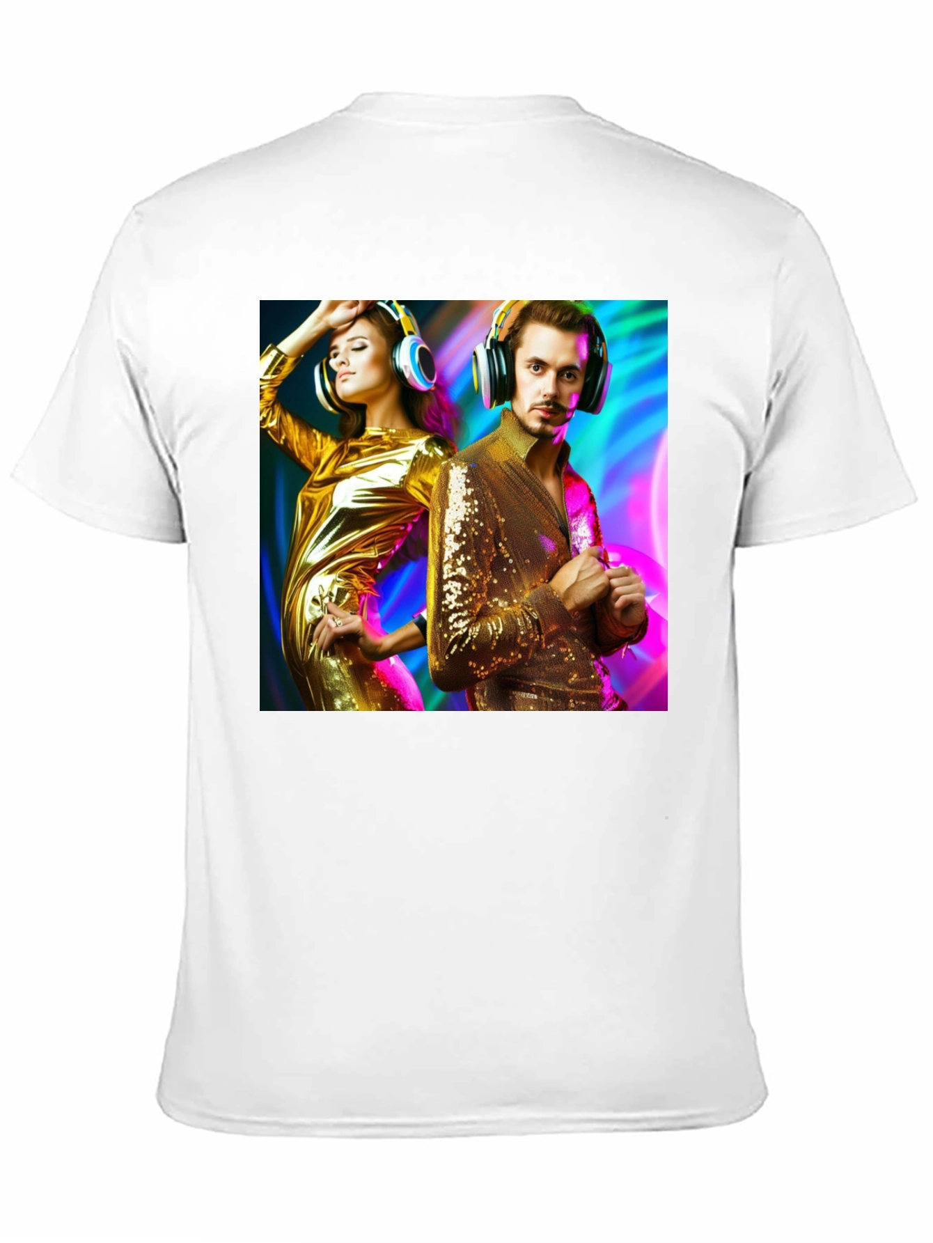 Black Retro Disco Couple Graphic T-Shirt view 11