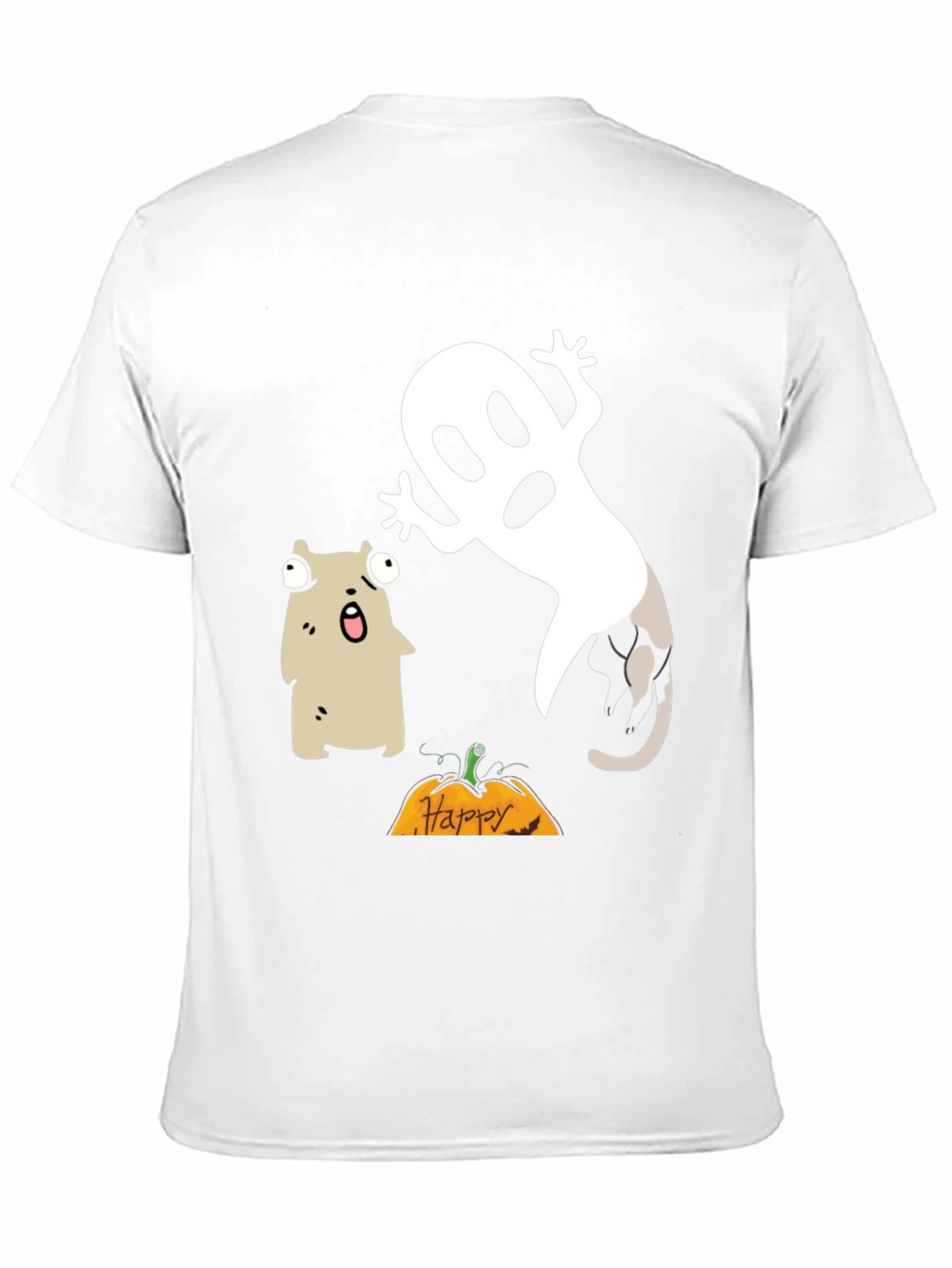 Black Halloween Ghost & Cat T-Shirt view 11