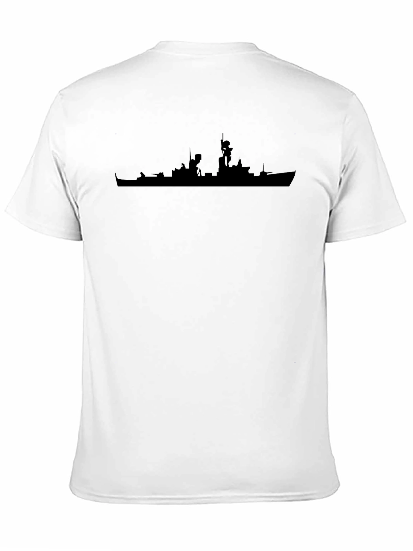 Black Navy Ship Silhouette Black T-Shirt view 11