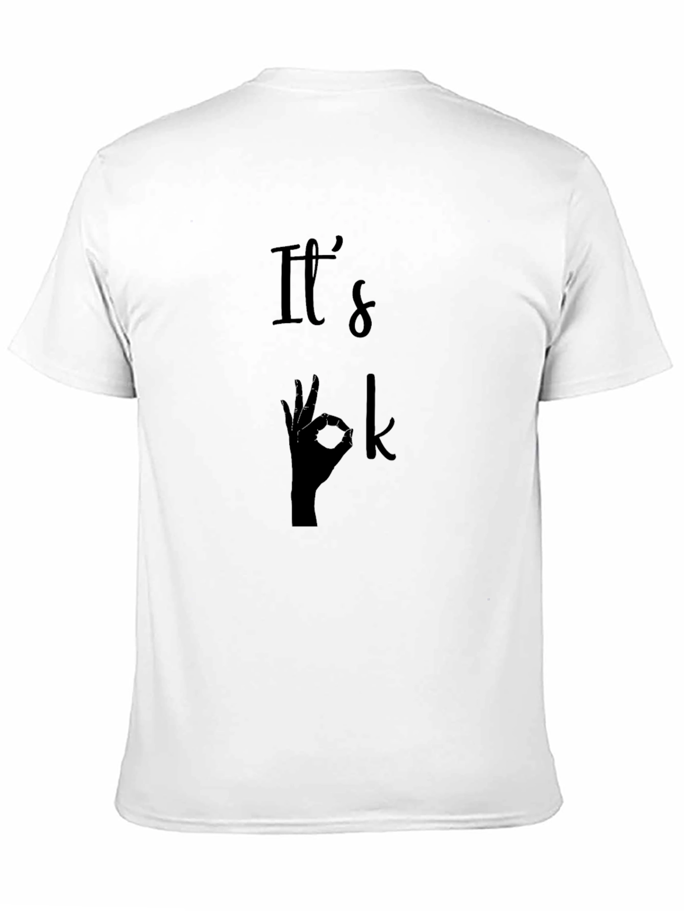 Black It's Ok Hand Gesture Graphic T-Shirt - Men's Black Tee view 11
