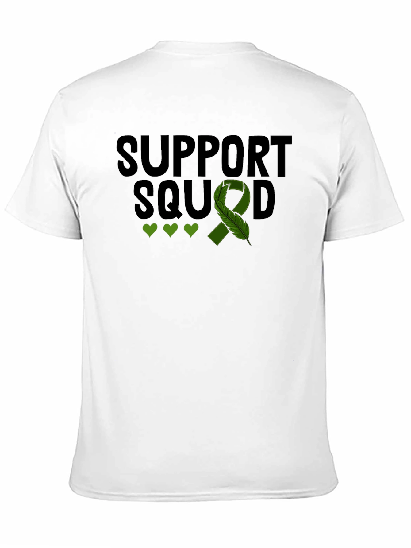 Black Support Squad T-Shirt - Green Ribbon Mental Health view 11