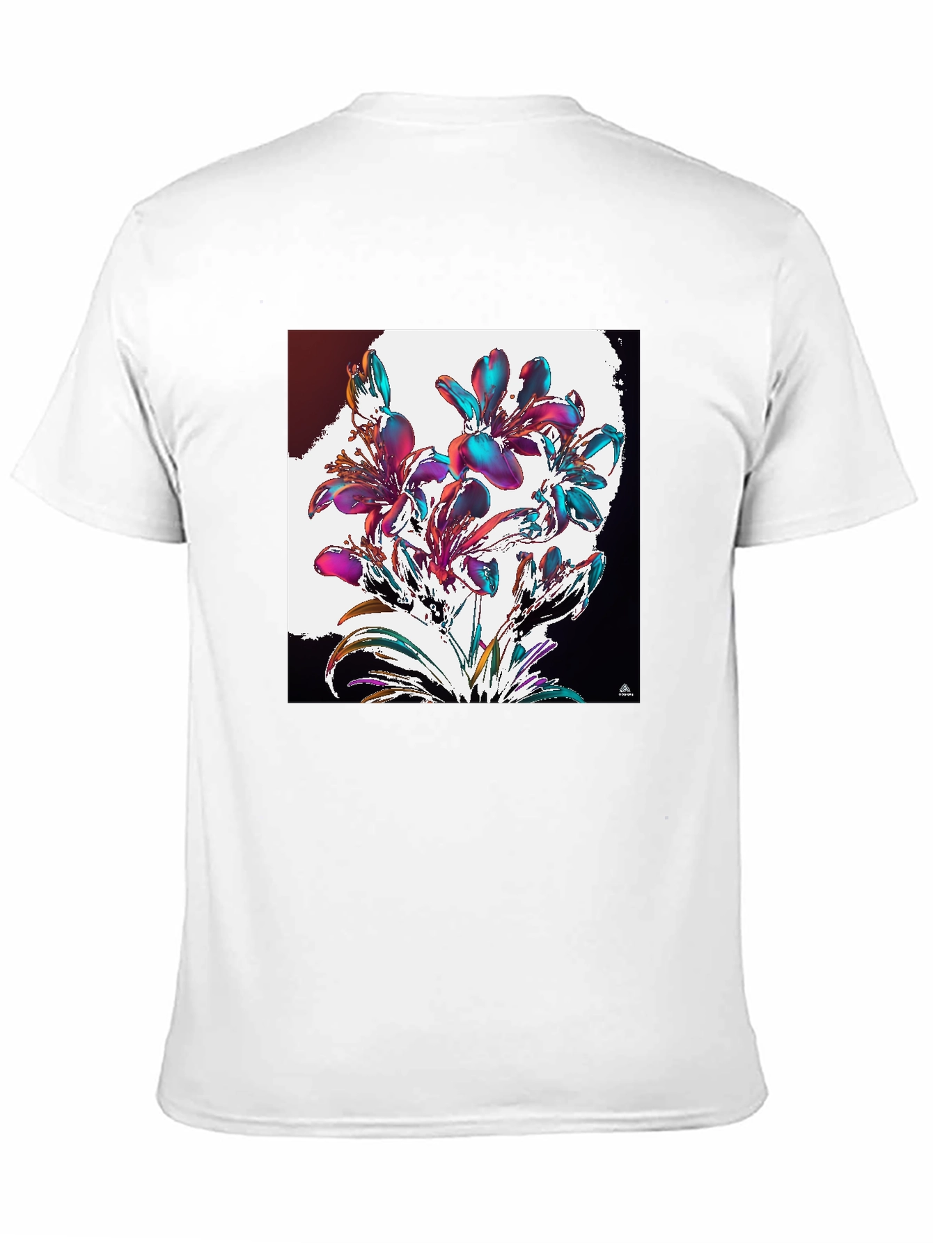 Black Floral Abstract Graphic Black T-Shirt view 11