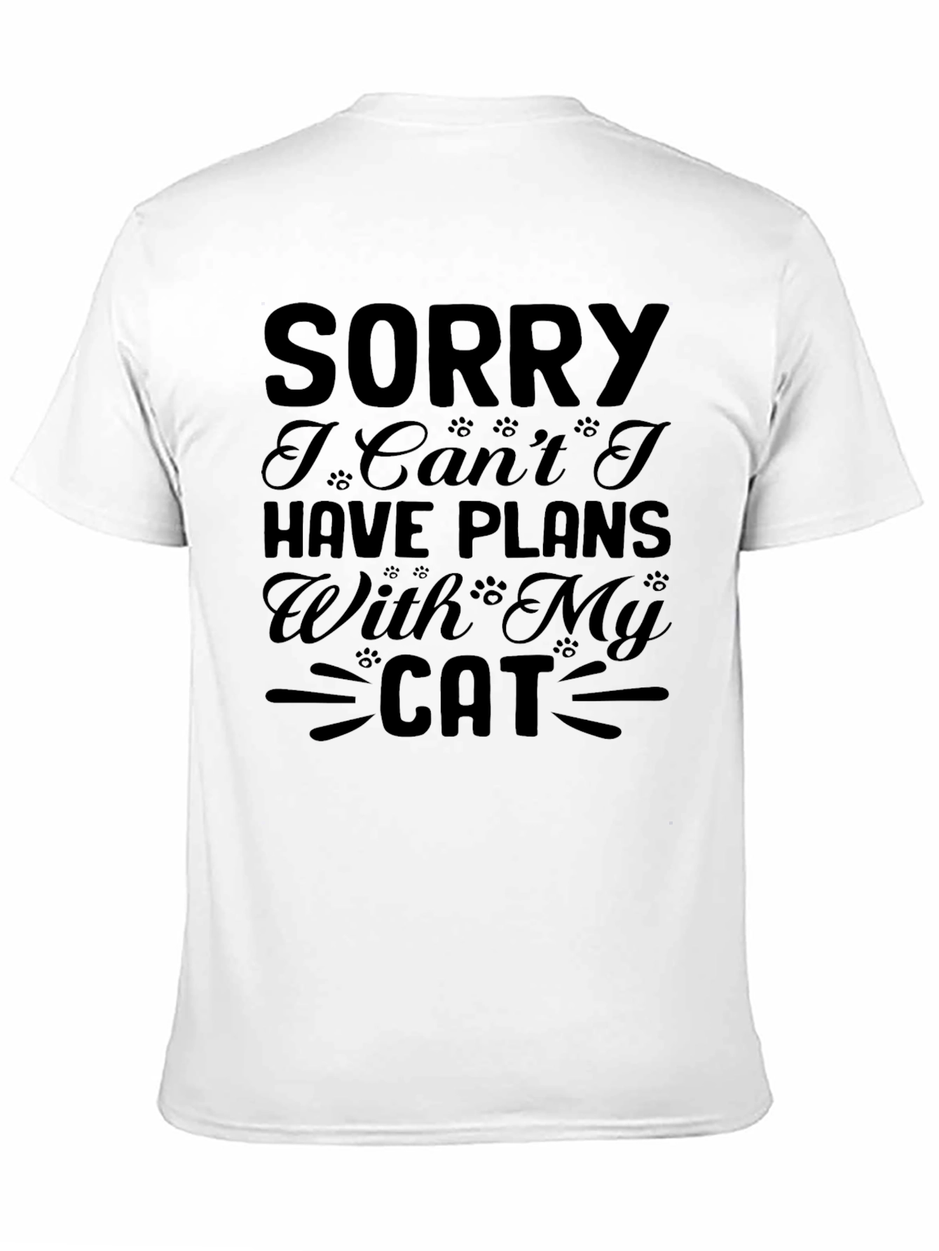 Black Sorry Plans with Cat Graphic Tee view 11