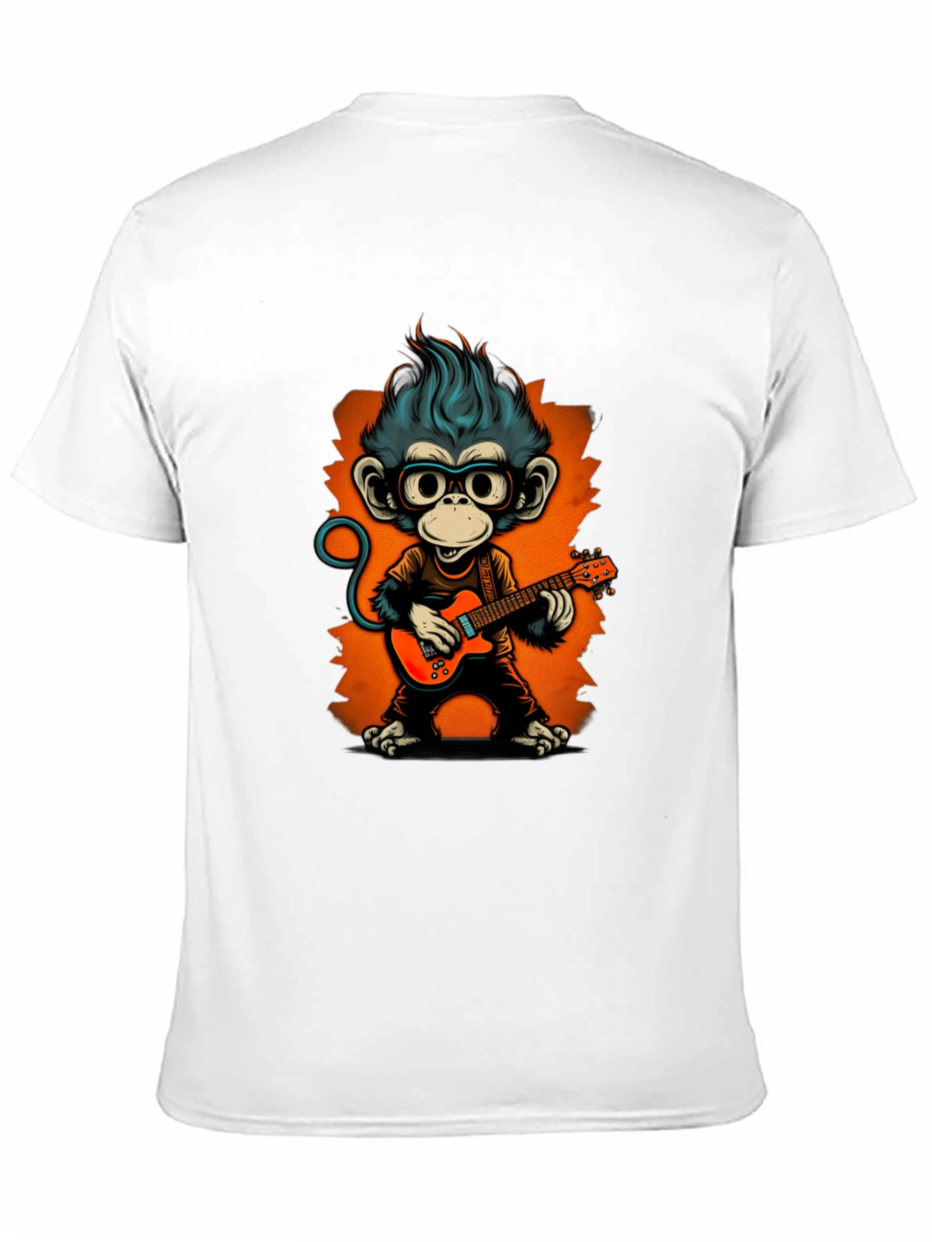 Black Cool Monkey Guitarist Graphic Tee view 11