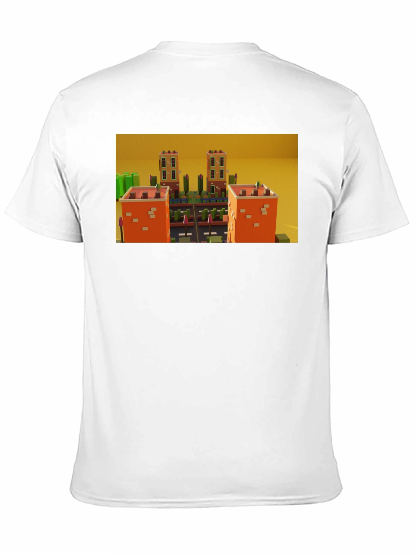 Black Black T-Shirt with 3D Cityscape Design view 11