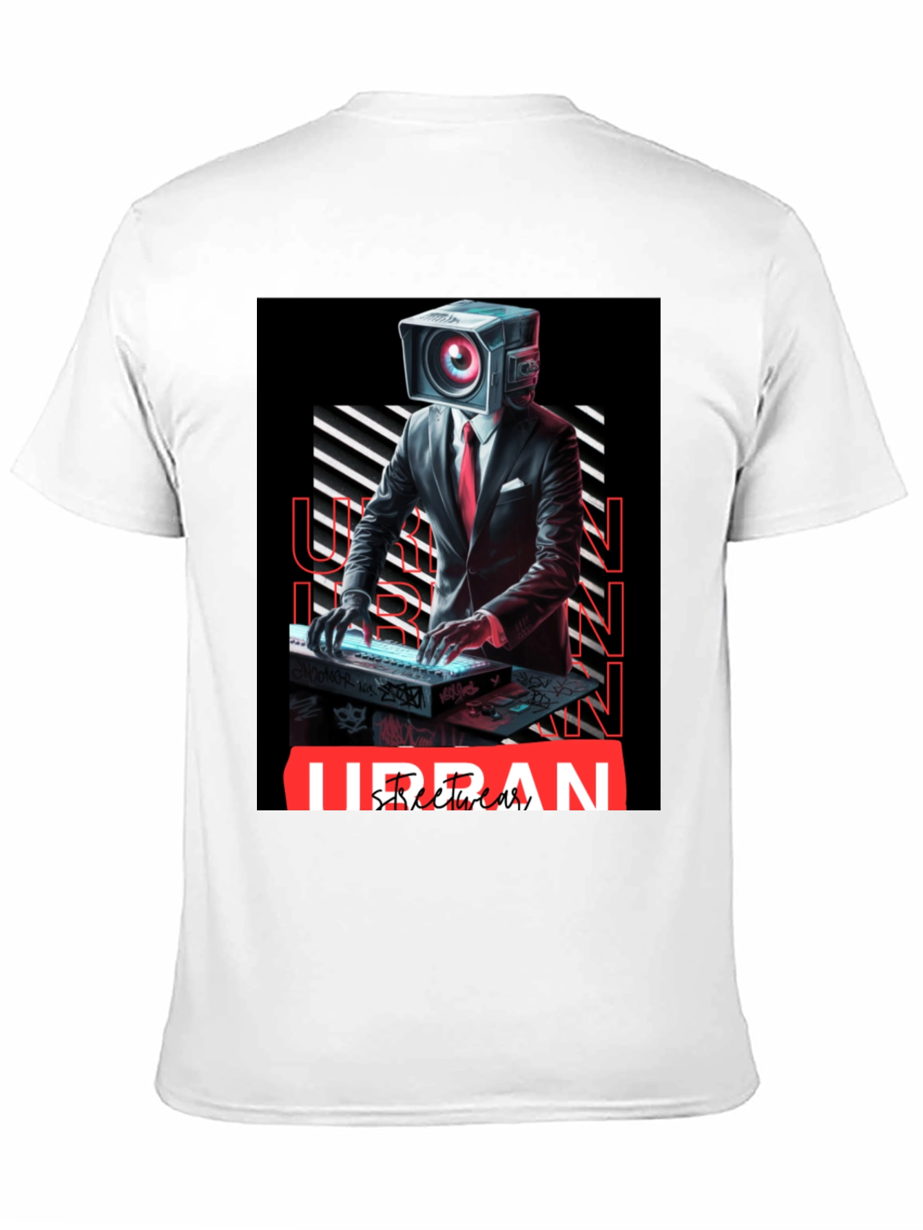 Black Urban Streetwear Camera Head DJ Graphic Tee view 11