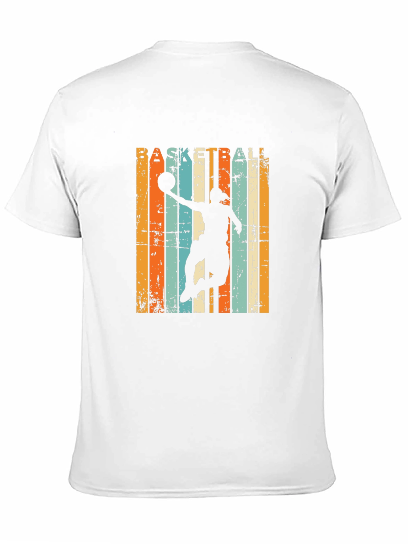 Black Basketball Silhouette Retro Striped Graphic Tee view 11