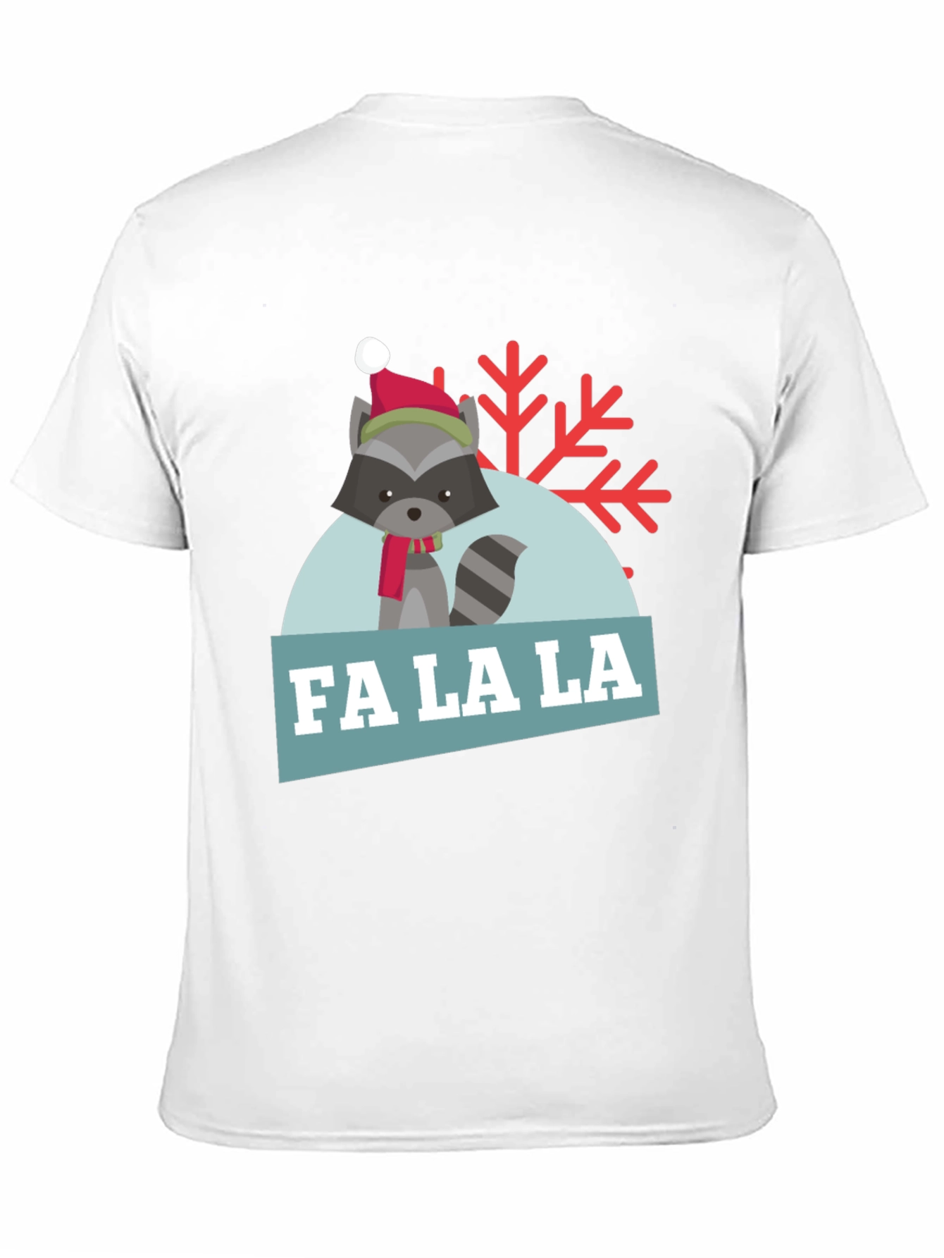 Black Festive Raccoon 'Fa La La' Holiday T-Shirt view 11