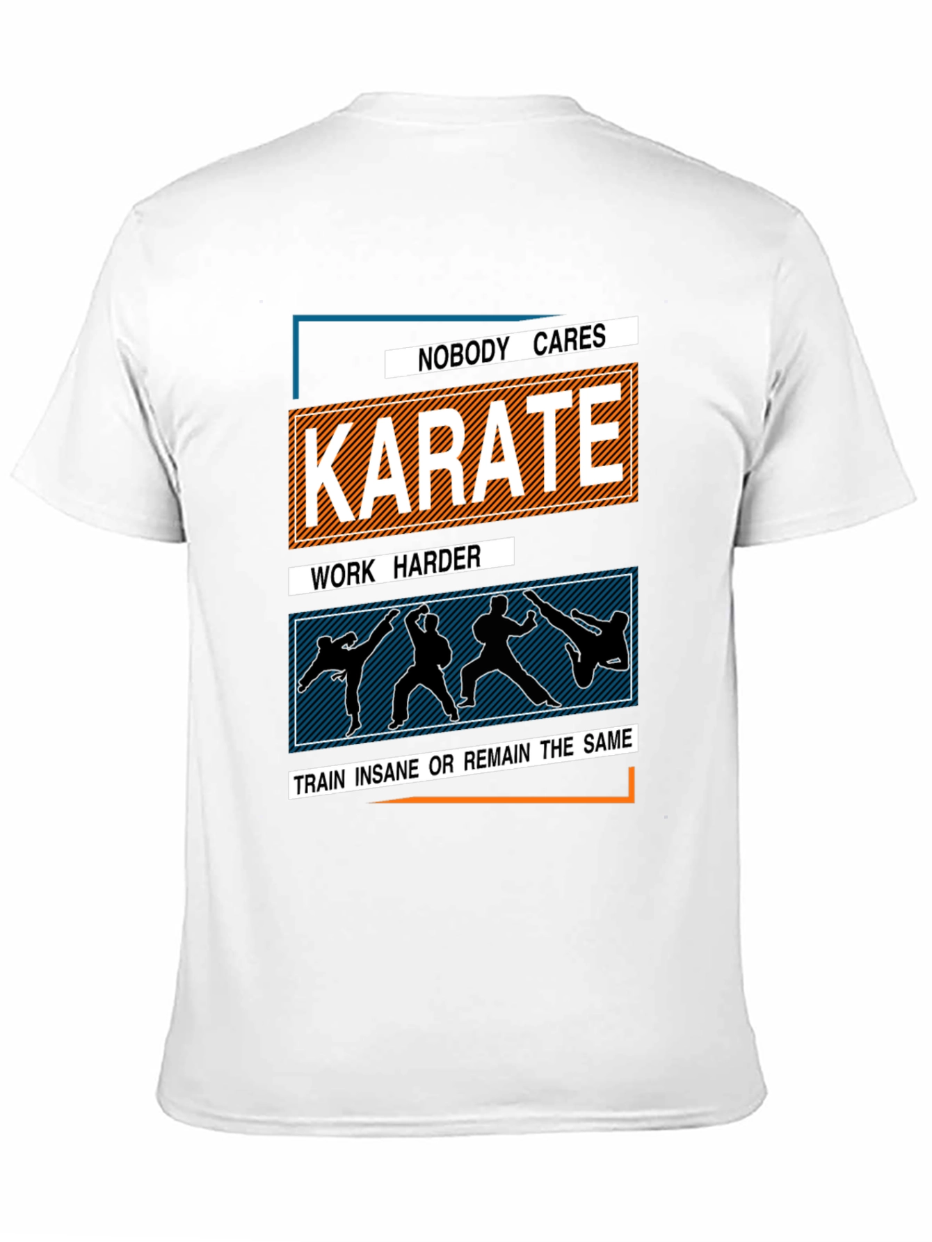 Black Karate Training T-Shirt: Nobody Cares, Work Harder view 11