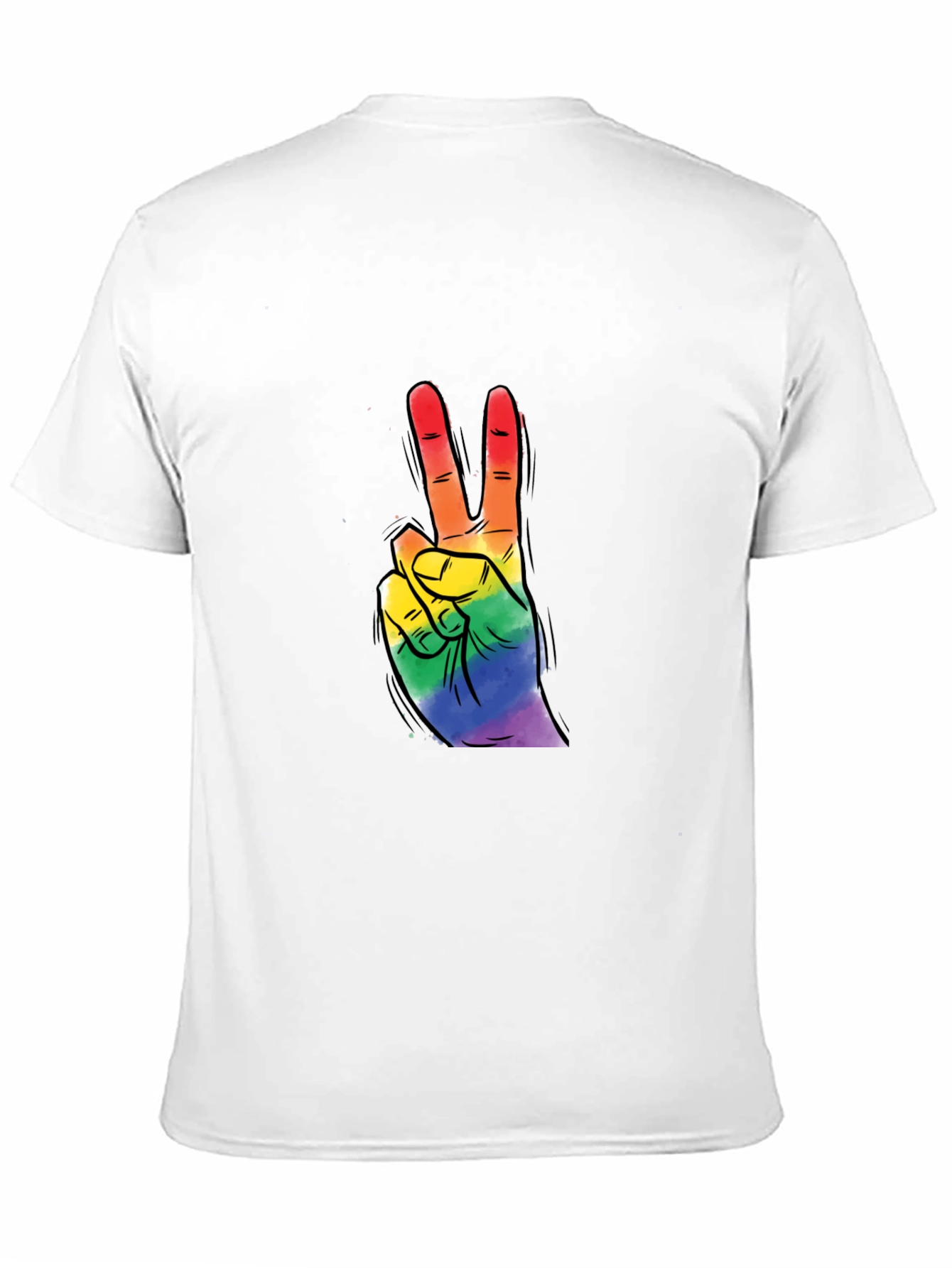 Black Rainbow Peace Sign Graphic Tee - Black Cotton T-Shirt view 11